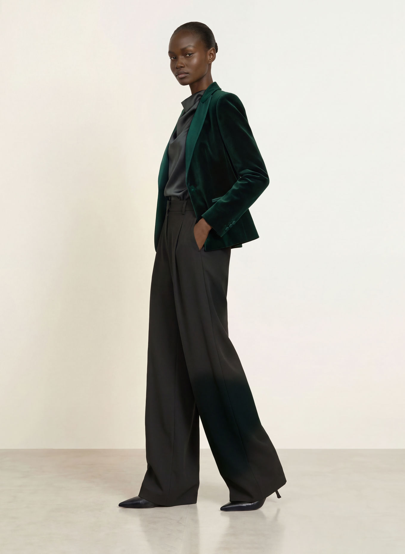 Max Mara STUDIO Blazer en velours FILANTE: GROEN