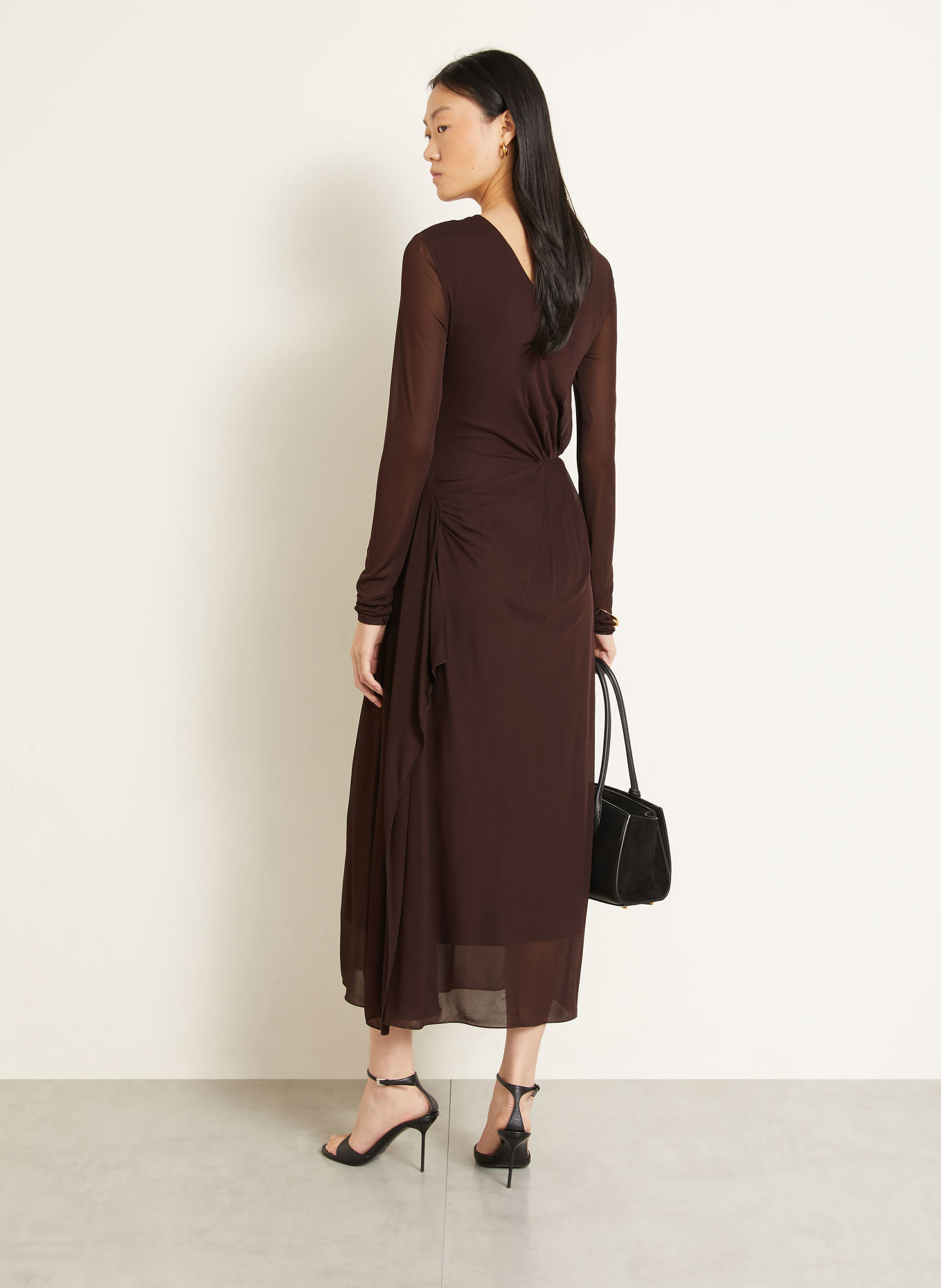 Max Mara Večerní šaty RITMO z džerzeje: TMAVĚ HNĚDÁ