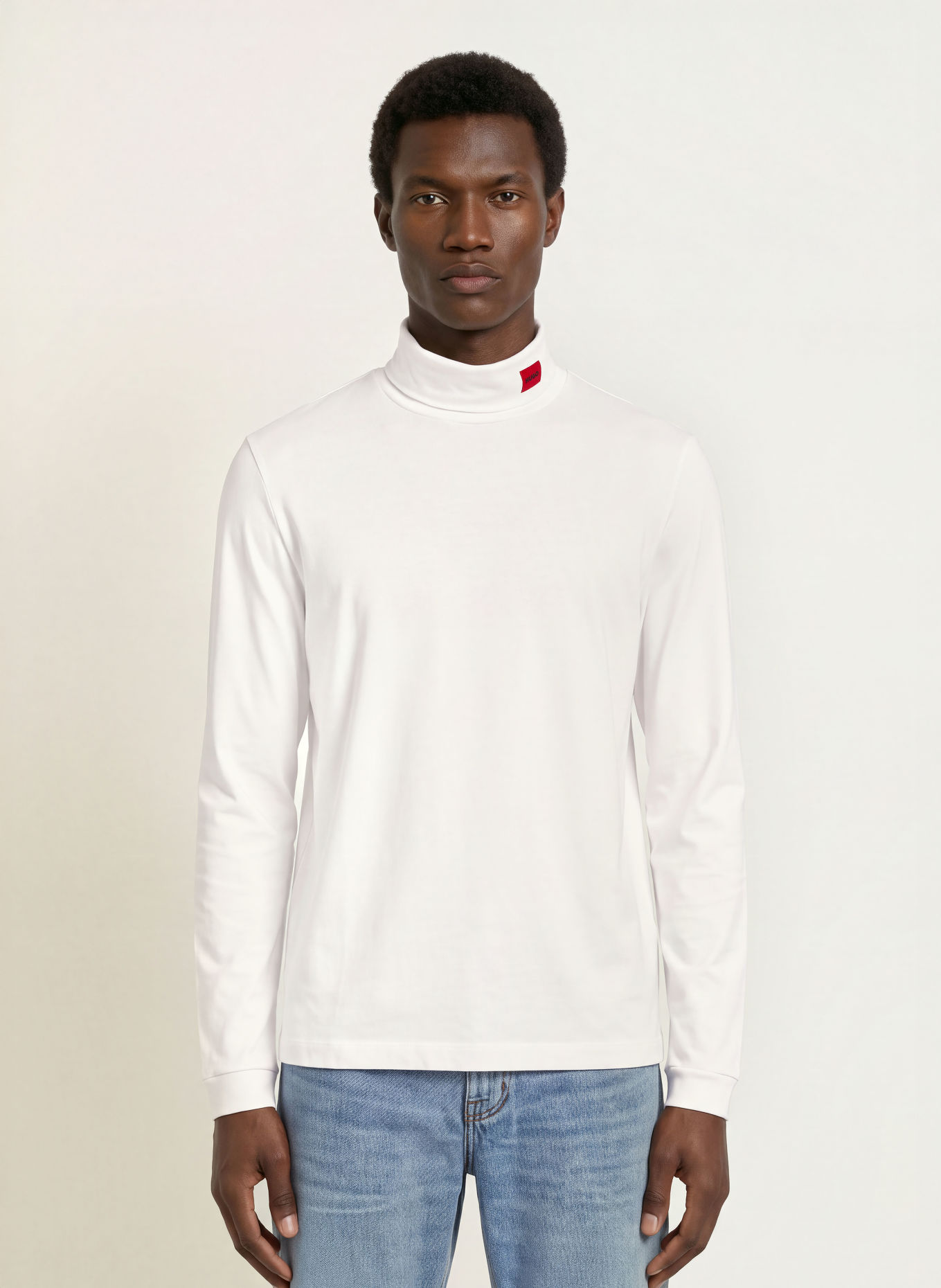 HUGO DEROLLO Turtleneck top: WHITE