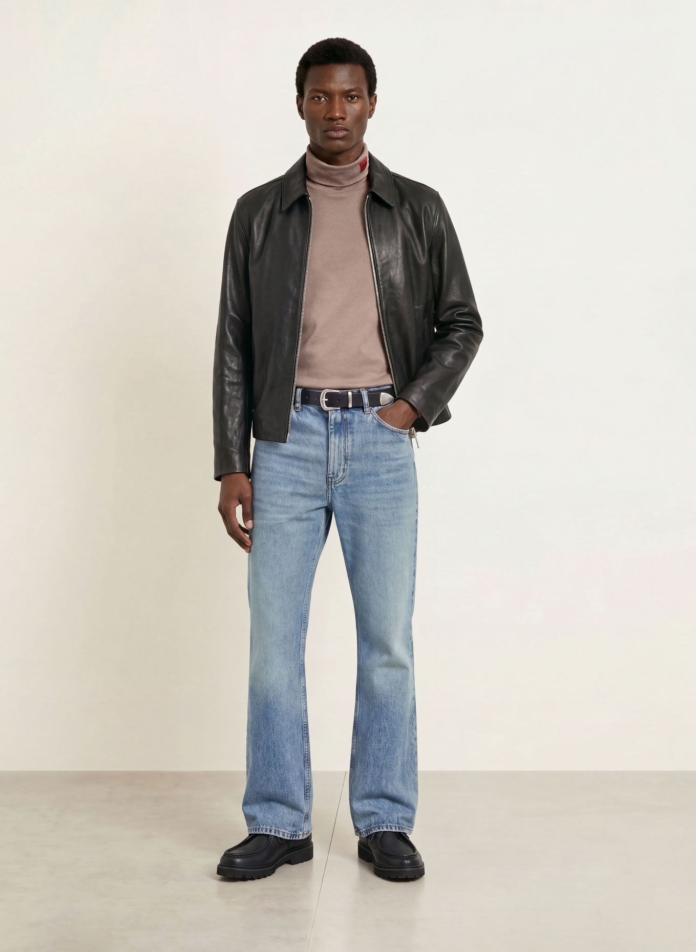 HUGO DEROLLO Turtleneck top: TAUPE
