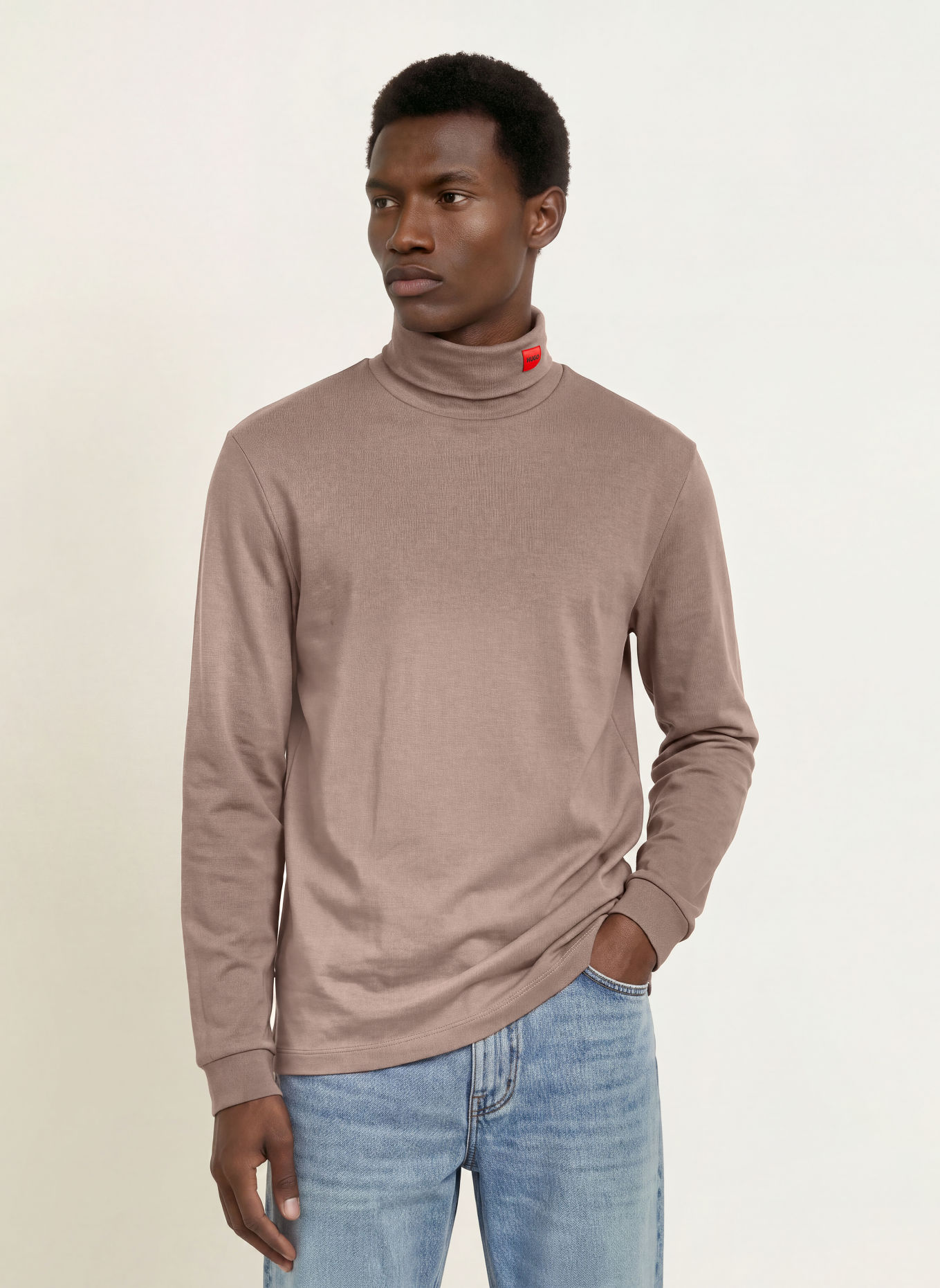 HUGO DEROLLO Turtleneck top: TAUPE