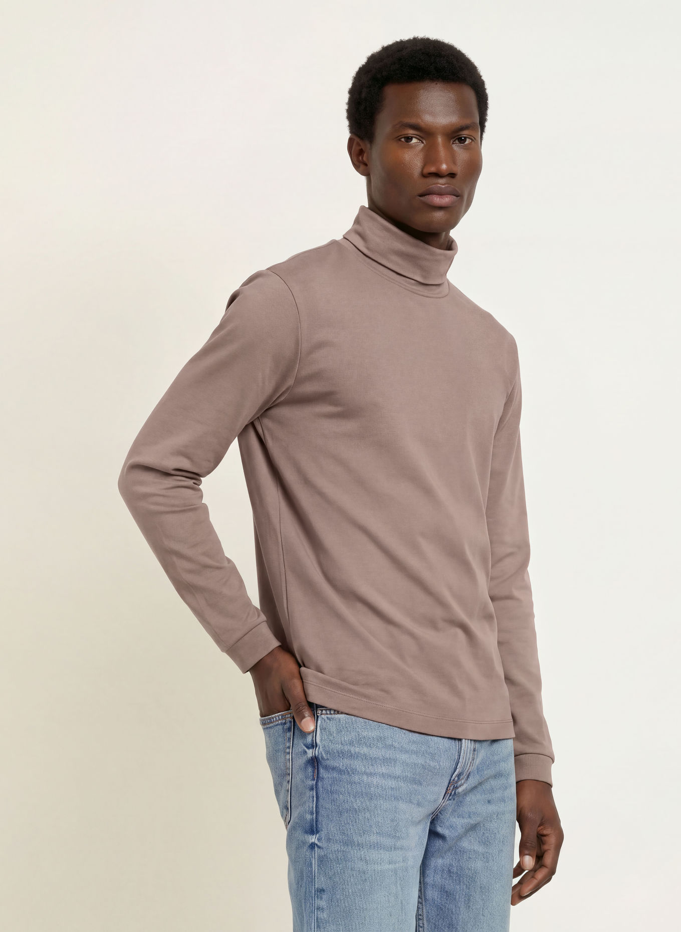 HUGO DEROLLO Turtleneck top: TAUPE