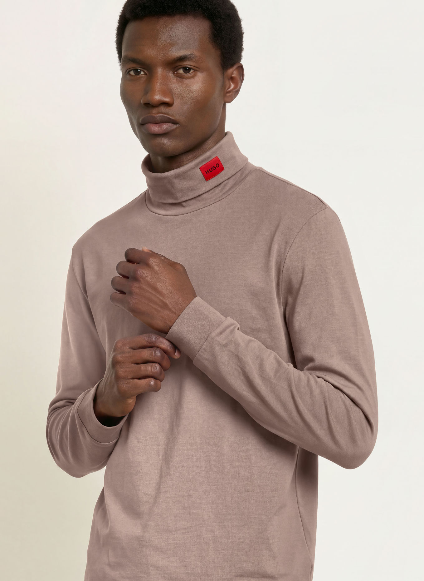 HUGO DEROLLO Turtleneck top: TAUPE