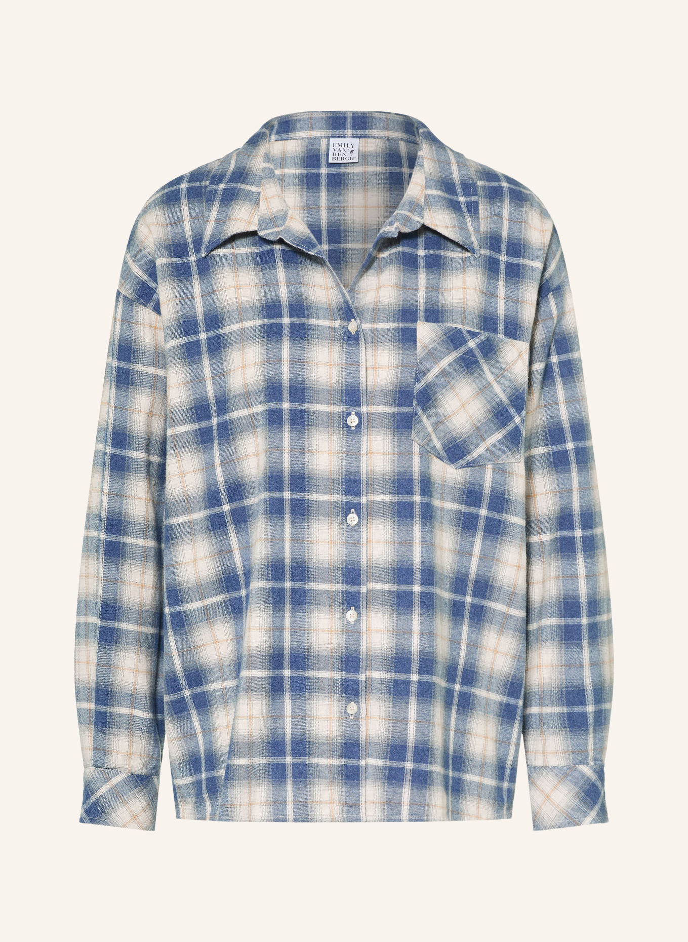 Emily VAN DEN BERGH Flanellen overhemdblouse: BLAUW / BEIGE / WIT