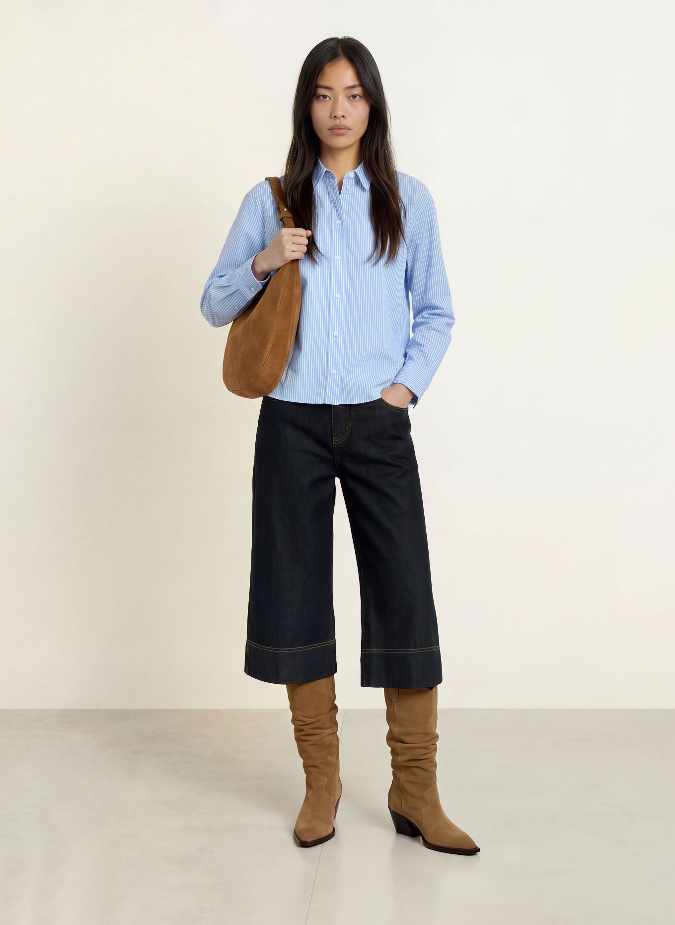 Emily VAN DEN BERGH Overhemdblouse: LICHTBLAUW / WIT