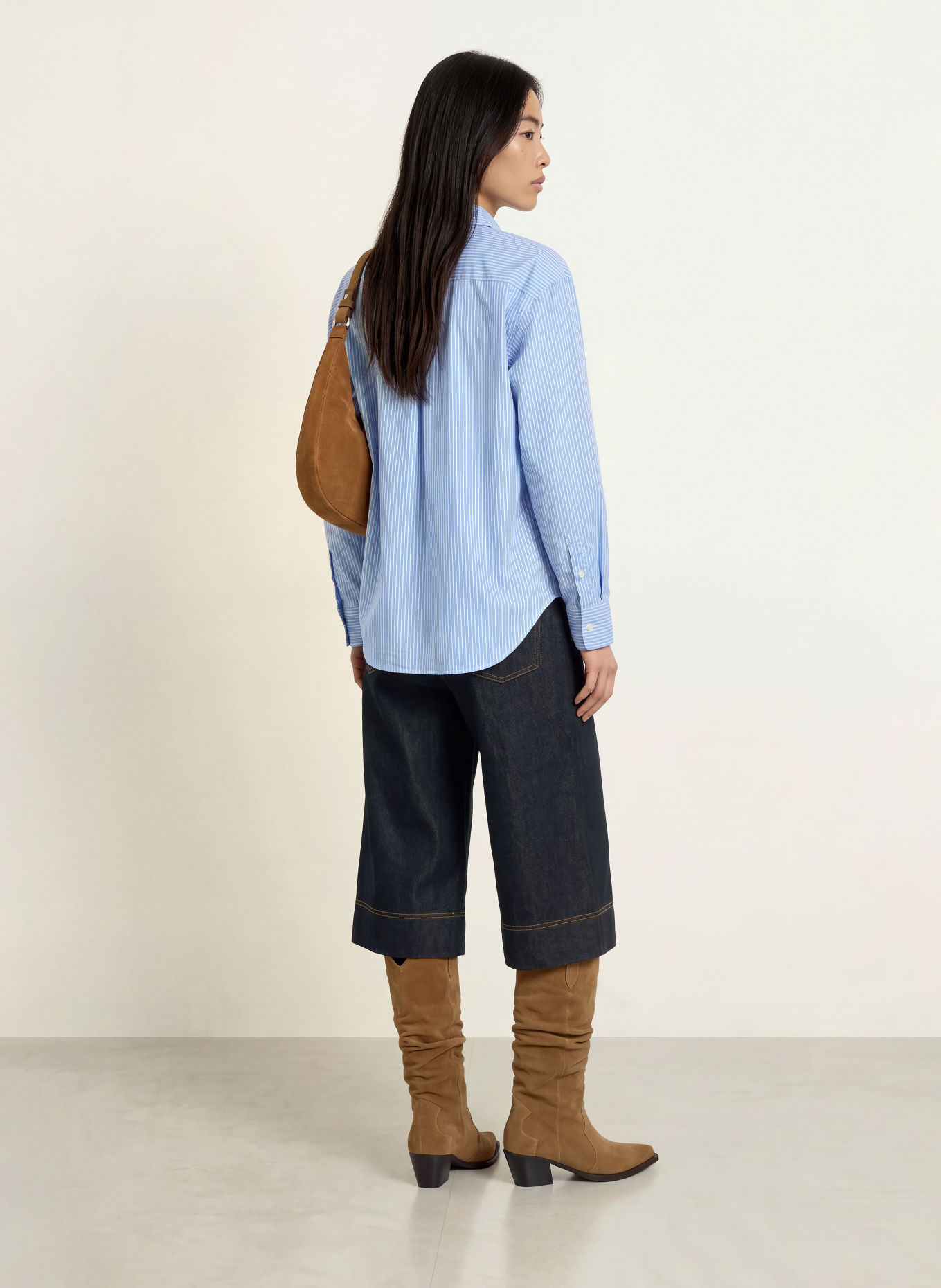 Emily VAN DEN BERGH Overhemdblouse: LICHTBLAUW / WIT
