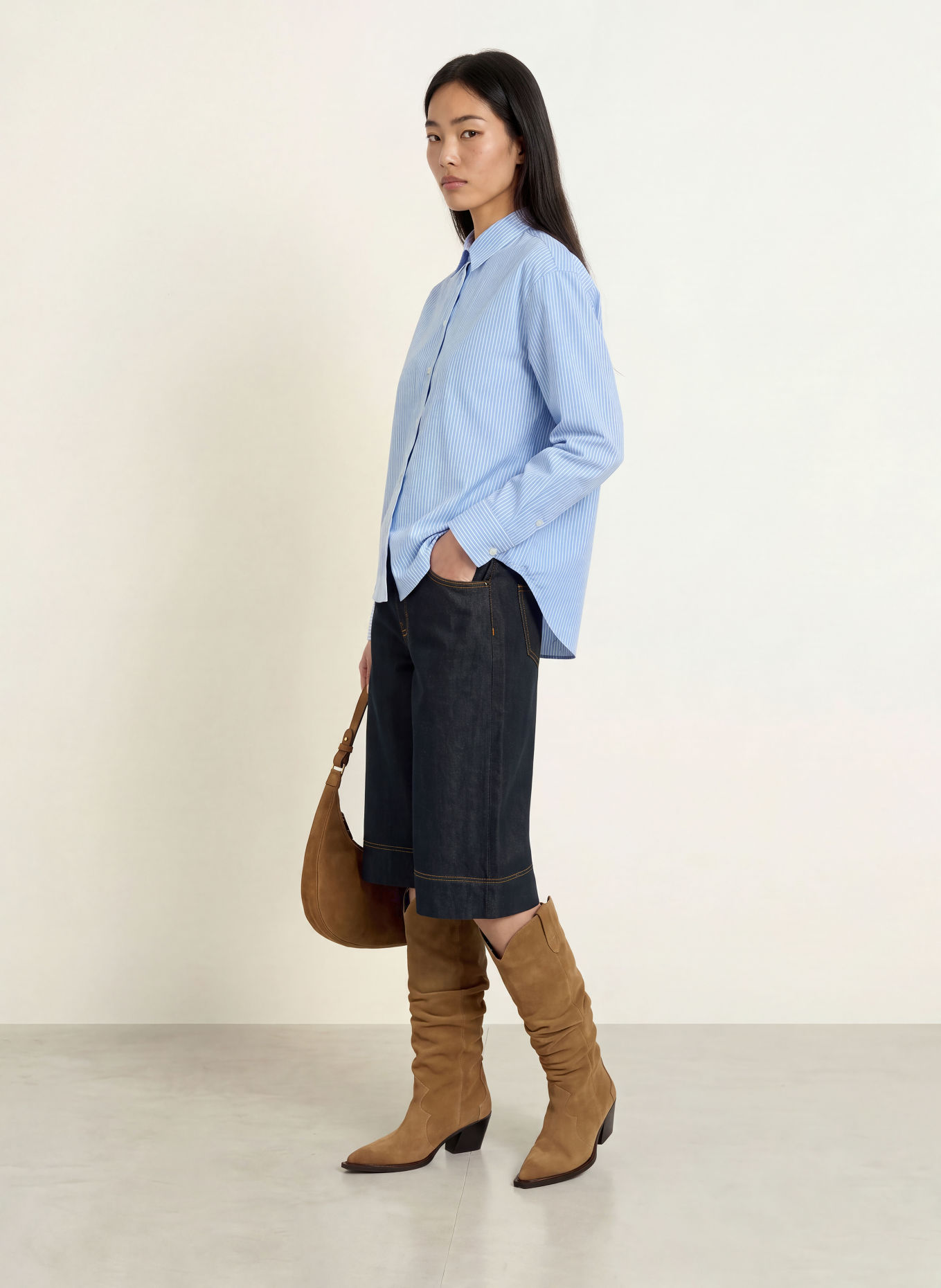 Emily VAN DEN BERGH Overhemdblouse: LICHTBLAUW / WIT