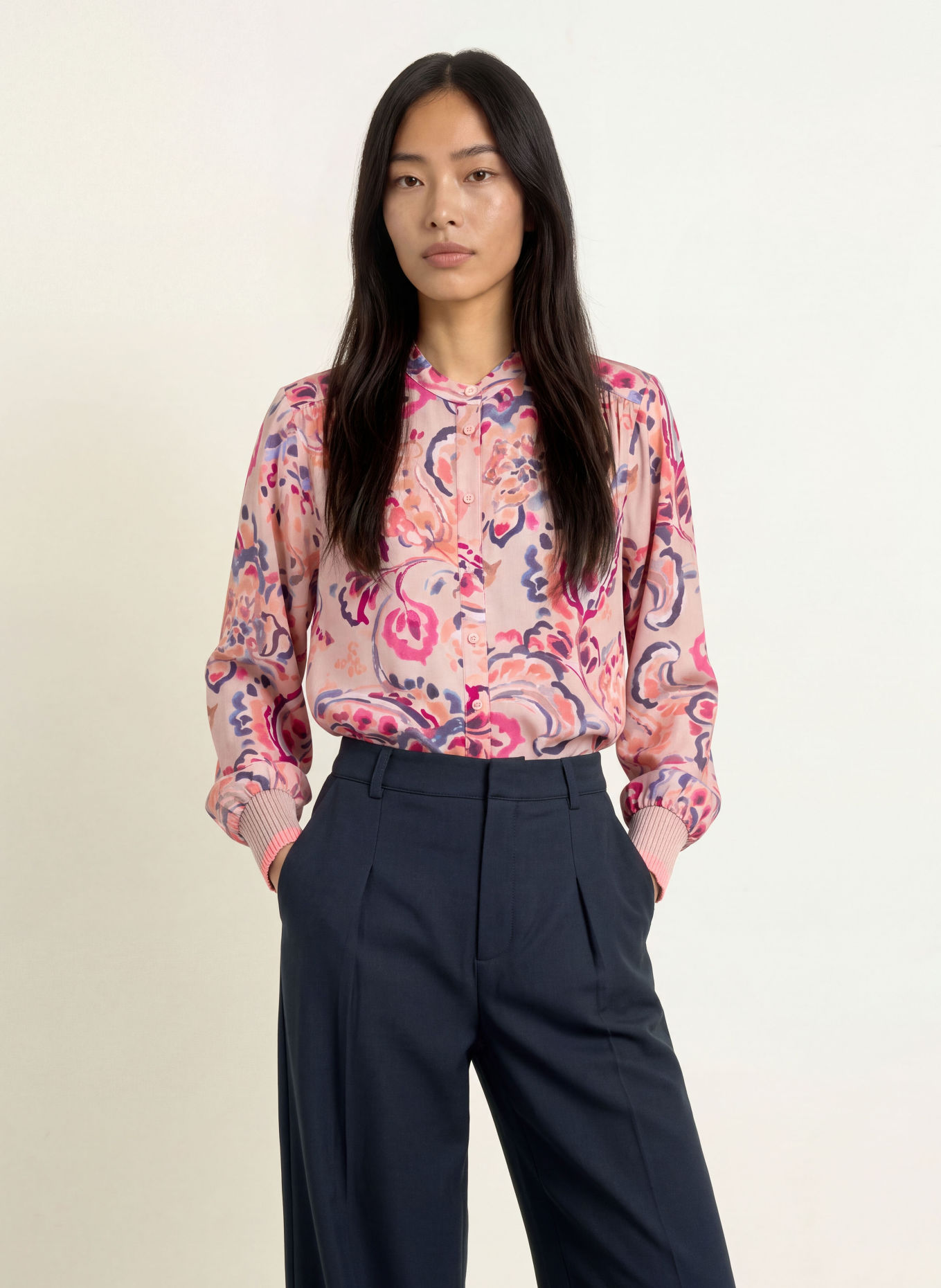 Emily VAN DEN BERGH Blouse: ROSÉ / ROZE / DONKERBLAUW