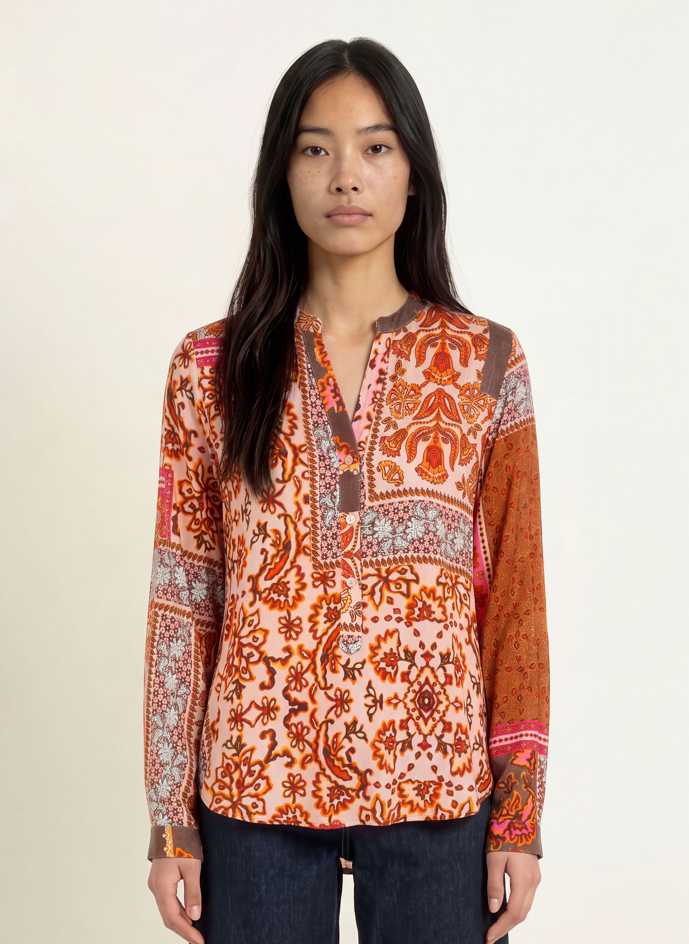 Emily VAN DEN BERGH Blusenshirt: ORANGE / BRAUN / PINK