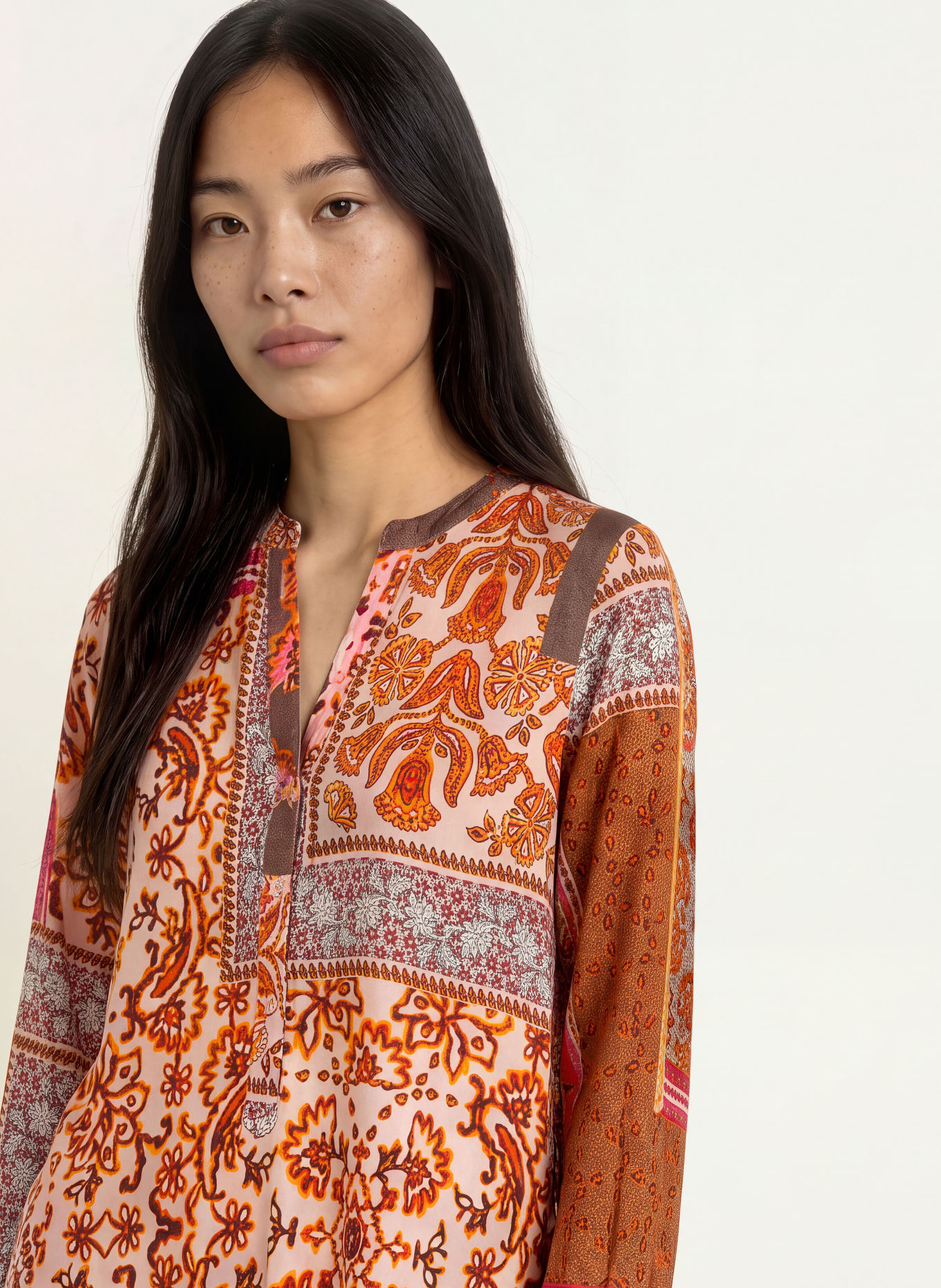 Emily VAN DEN BERGH Blusenshirt: ORANGE / BRAUN / PINK