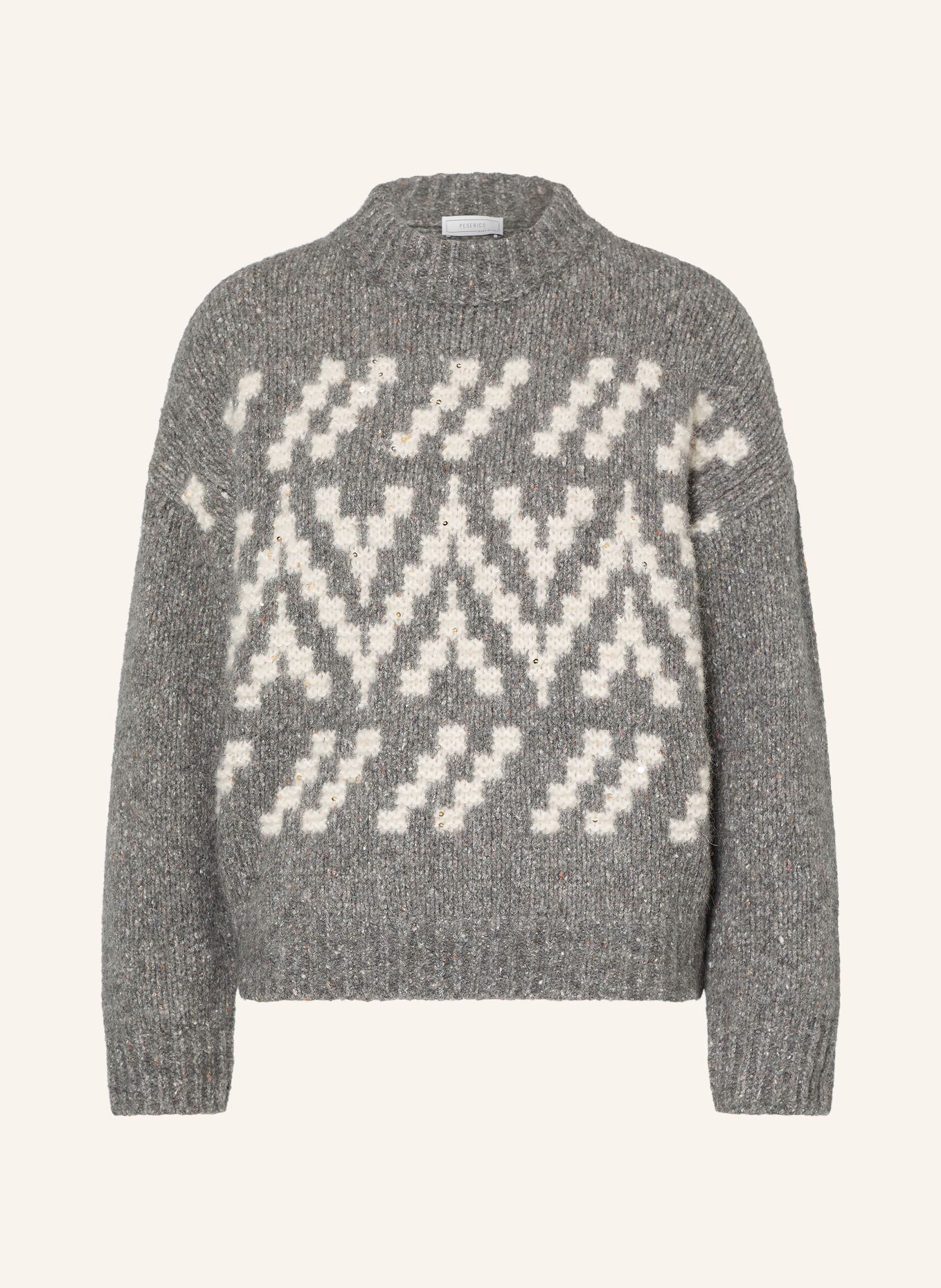 PESERICO Pullover med alpaka og pailletter: GRÅ / ECRU
