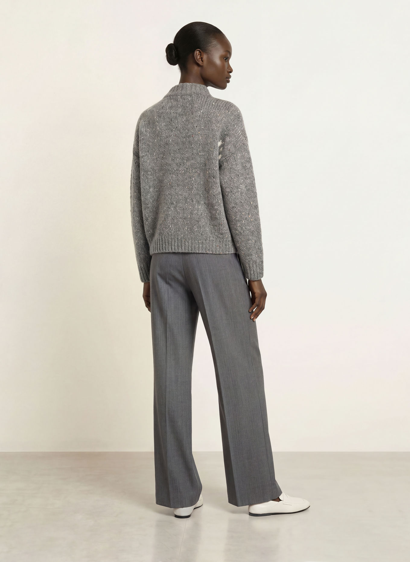 PESERICO Pullover med alpaka og pailletter: GRÅ / ECRU