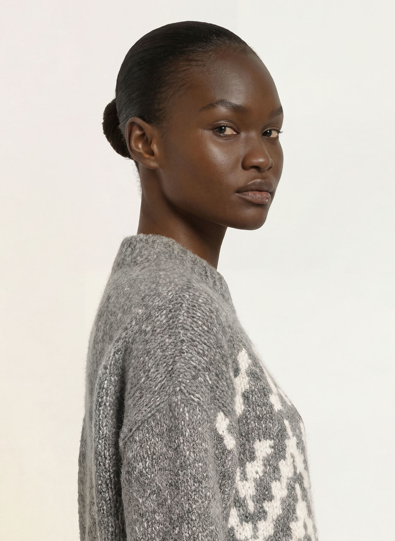 PESERICO Pullover med alpaka og pailletter: GRÅ / ECRU