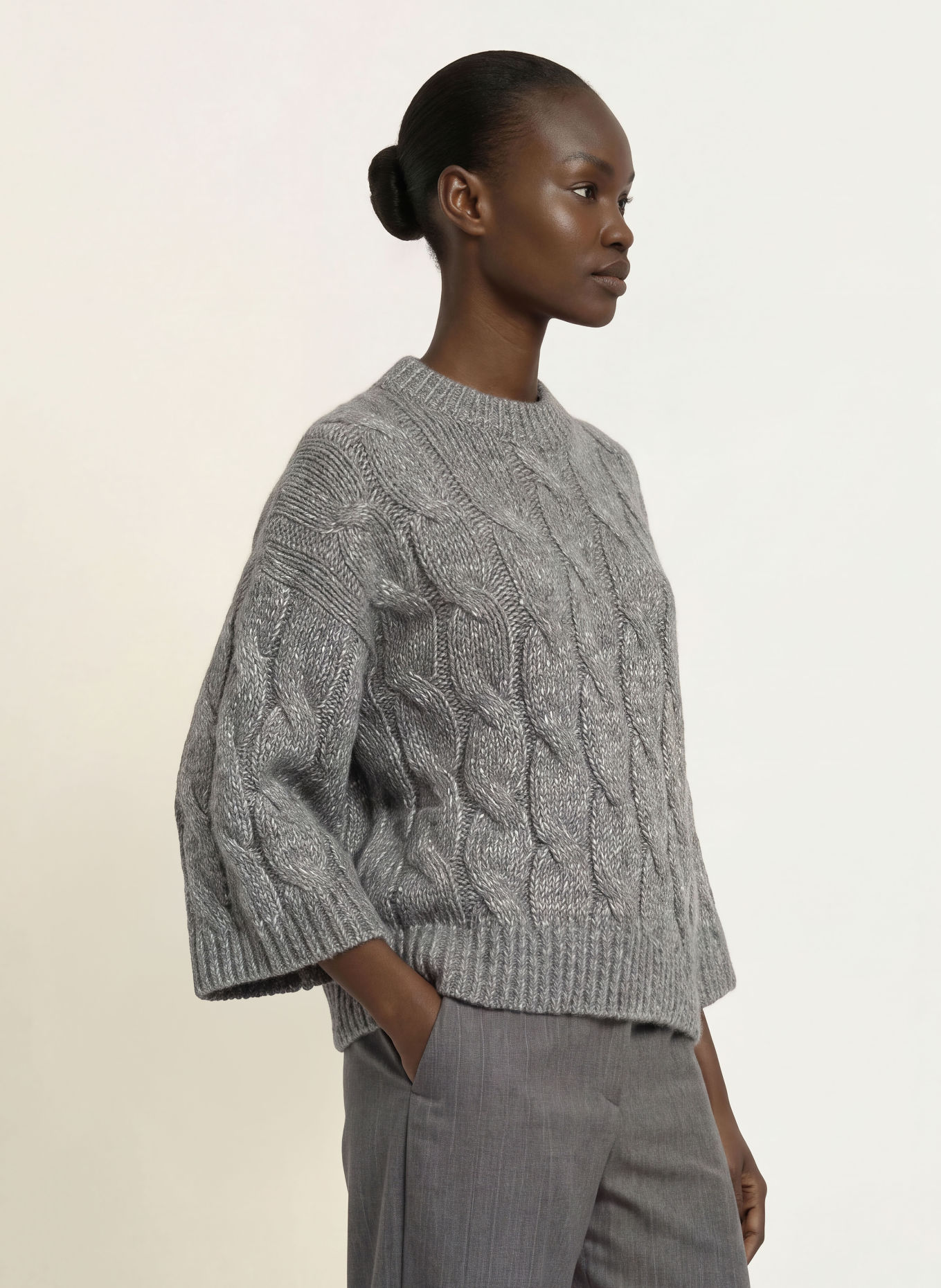 PESERICO Pullover med alpaka og pailletter: MØRKEGRÅ