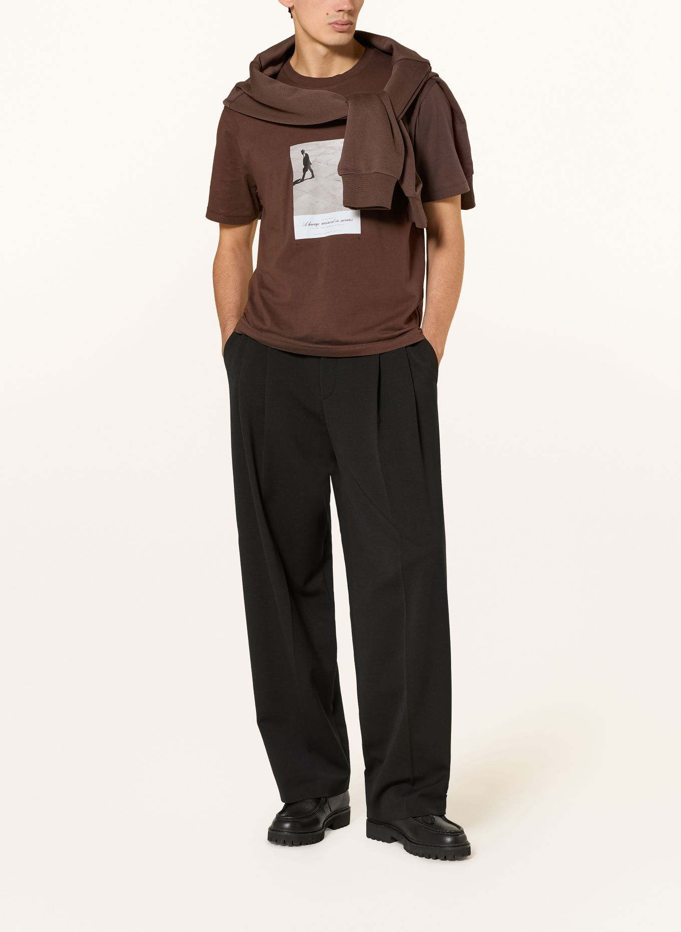 HUGO T-shirt DEVRO: MARRON FONCÉ