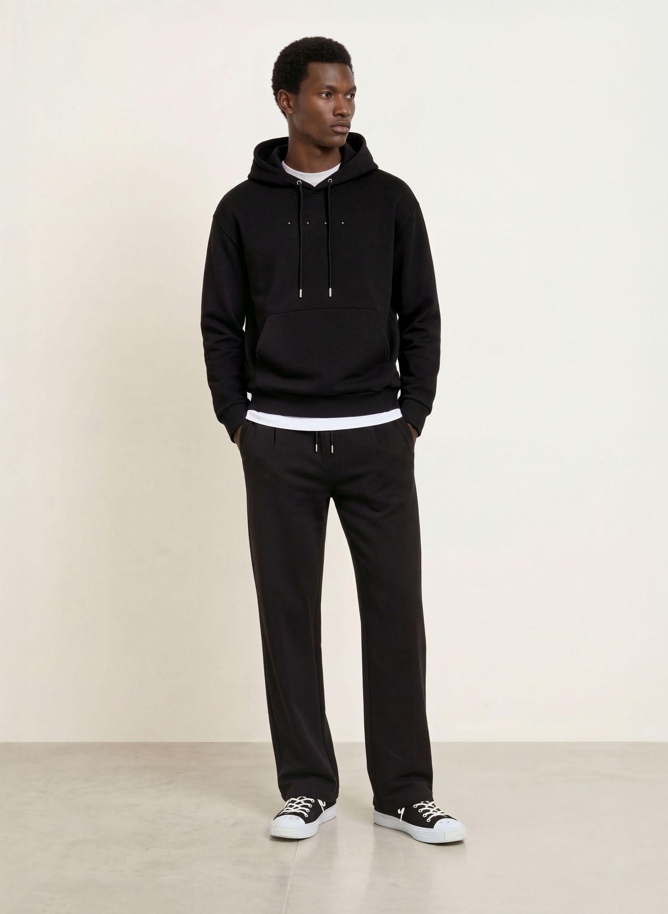 HUGO Hoodie DEVROHOOD: ZWART