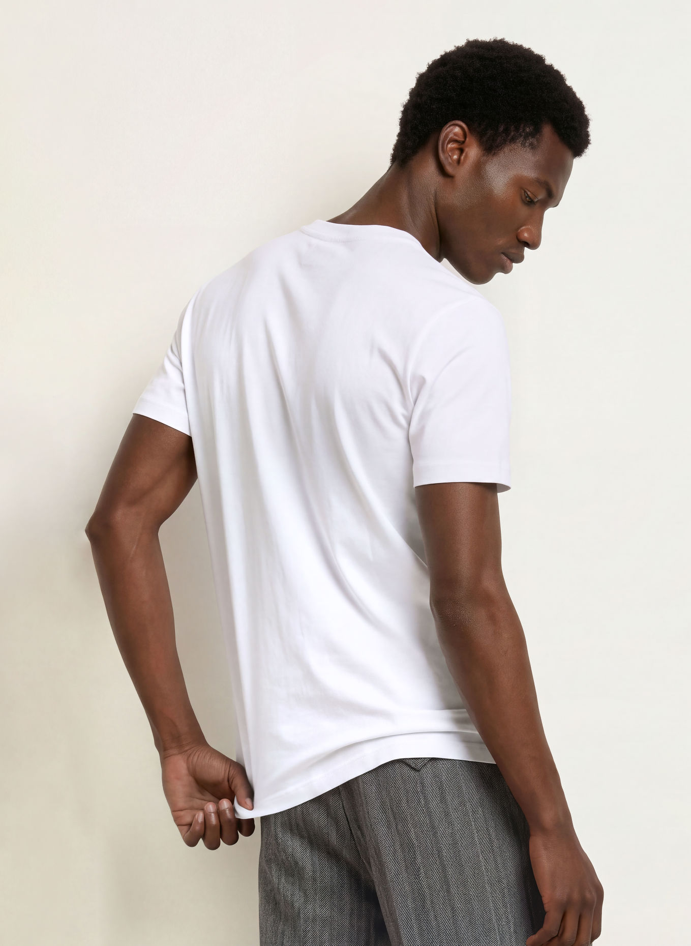 HUGO DIROM T-shirt: WHITE / BEIGE / RED