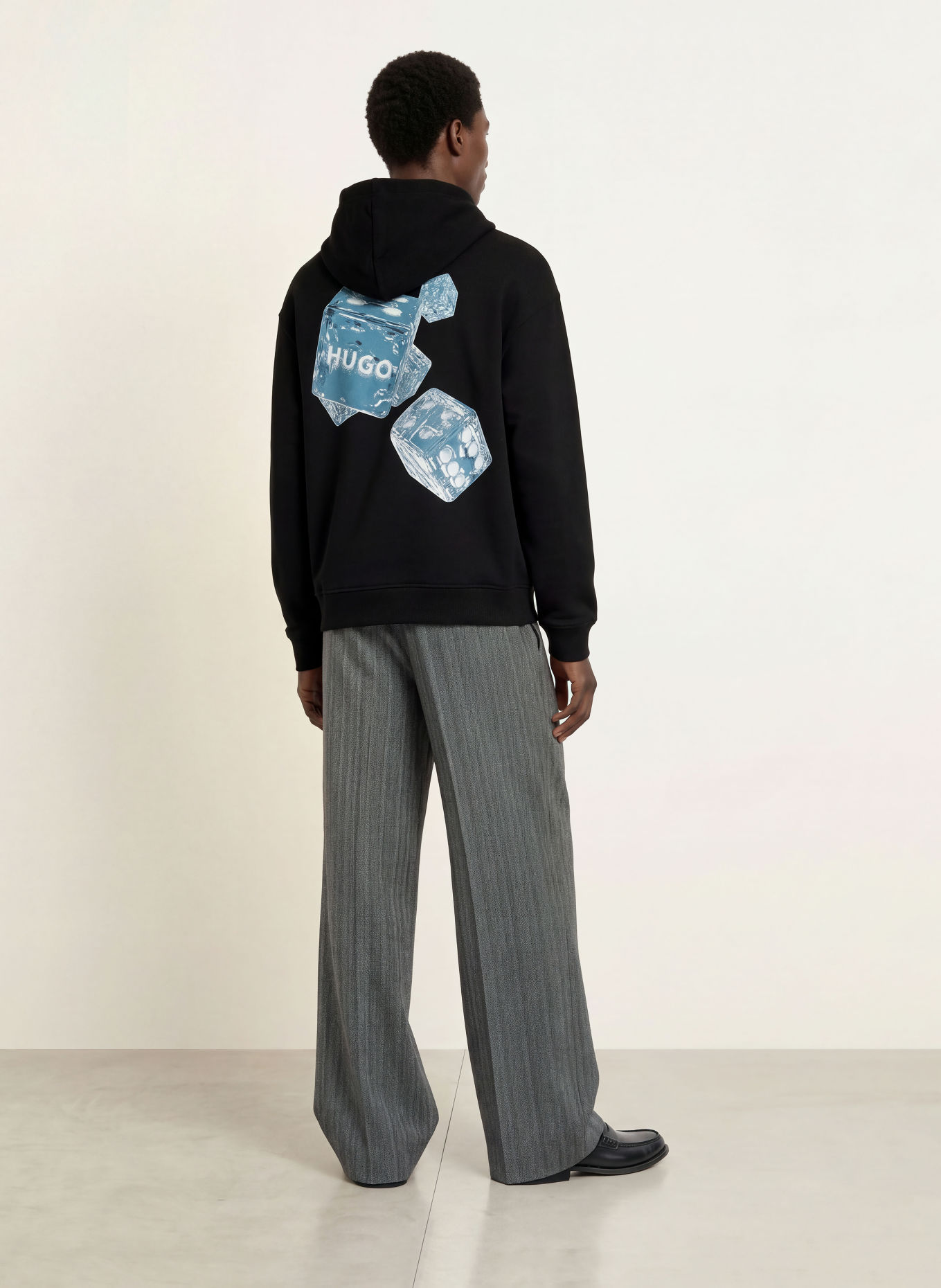 HUGO Hoodie DEWERHOOD: ZWART / BLAUWGRIJS