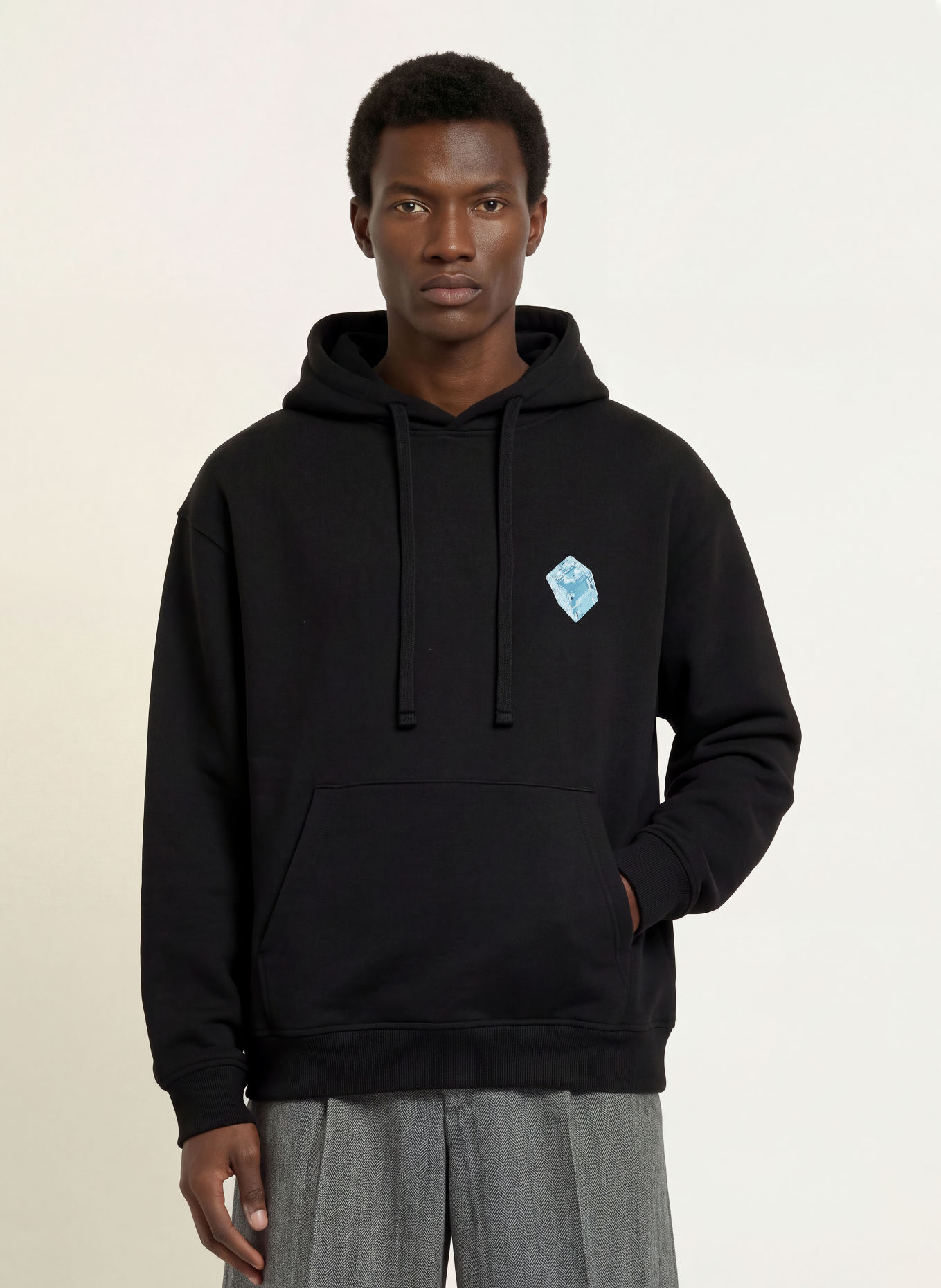 HUGO Hoodie DEWERHOOD: ZWART / BLAUWGRIJS