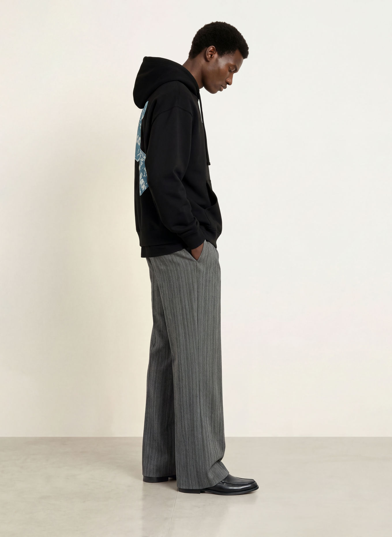 HUGO Hoodie DEWERHOOD: ZWART / BLAUWGRIJS