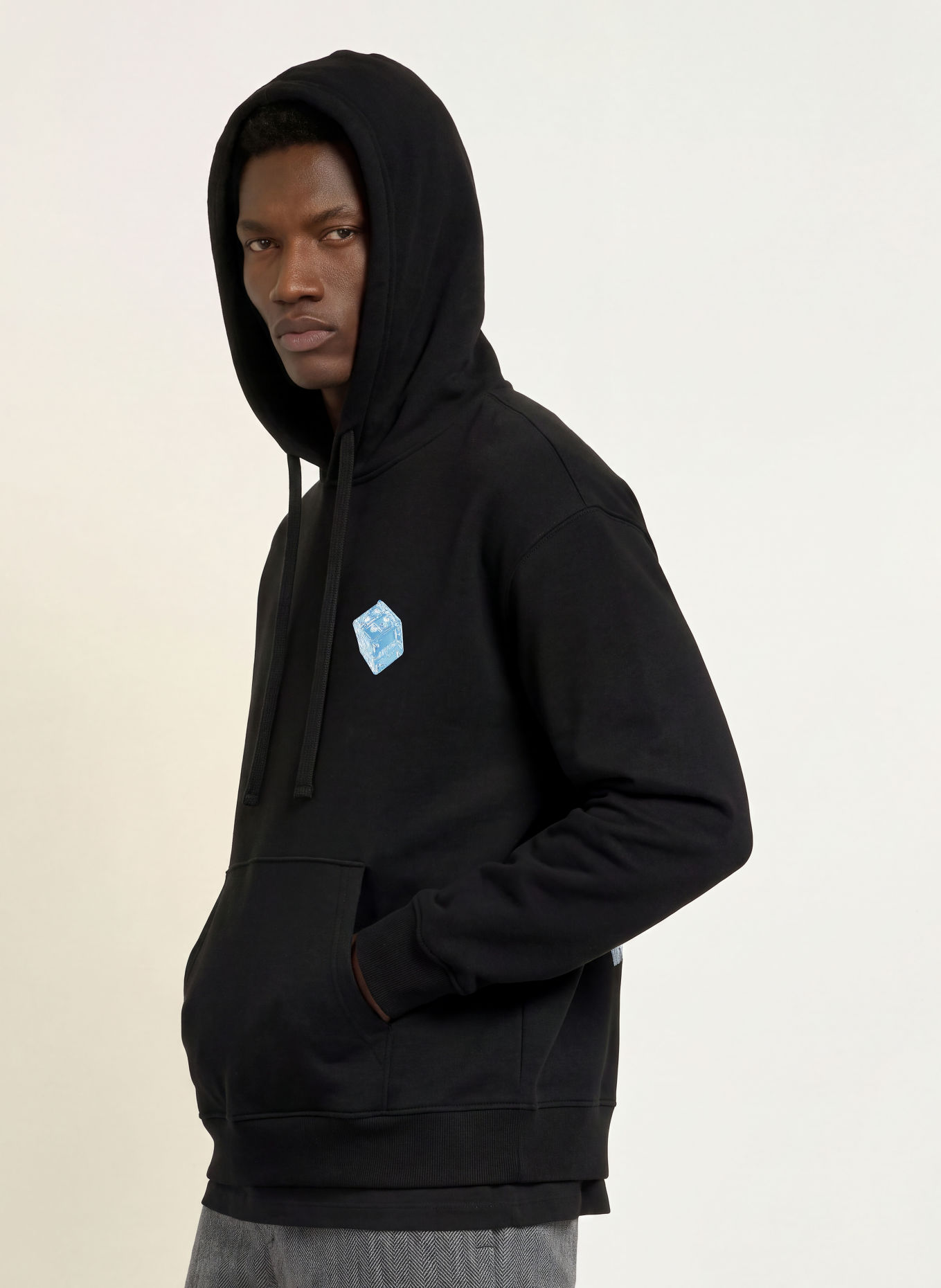 HUGO Hoodie DEWERHOOD: ZWART / BLAUWGRIJS