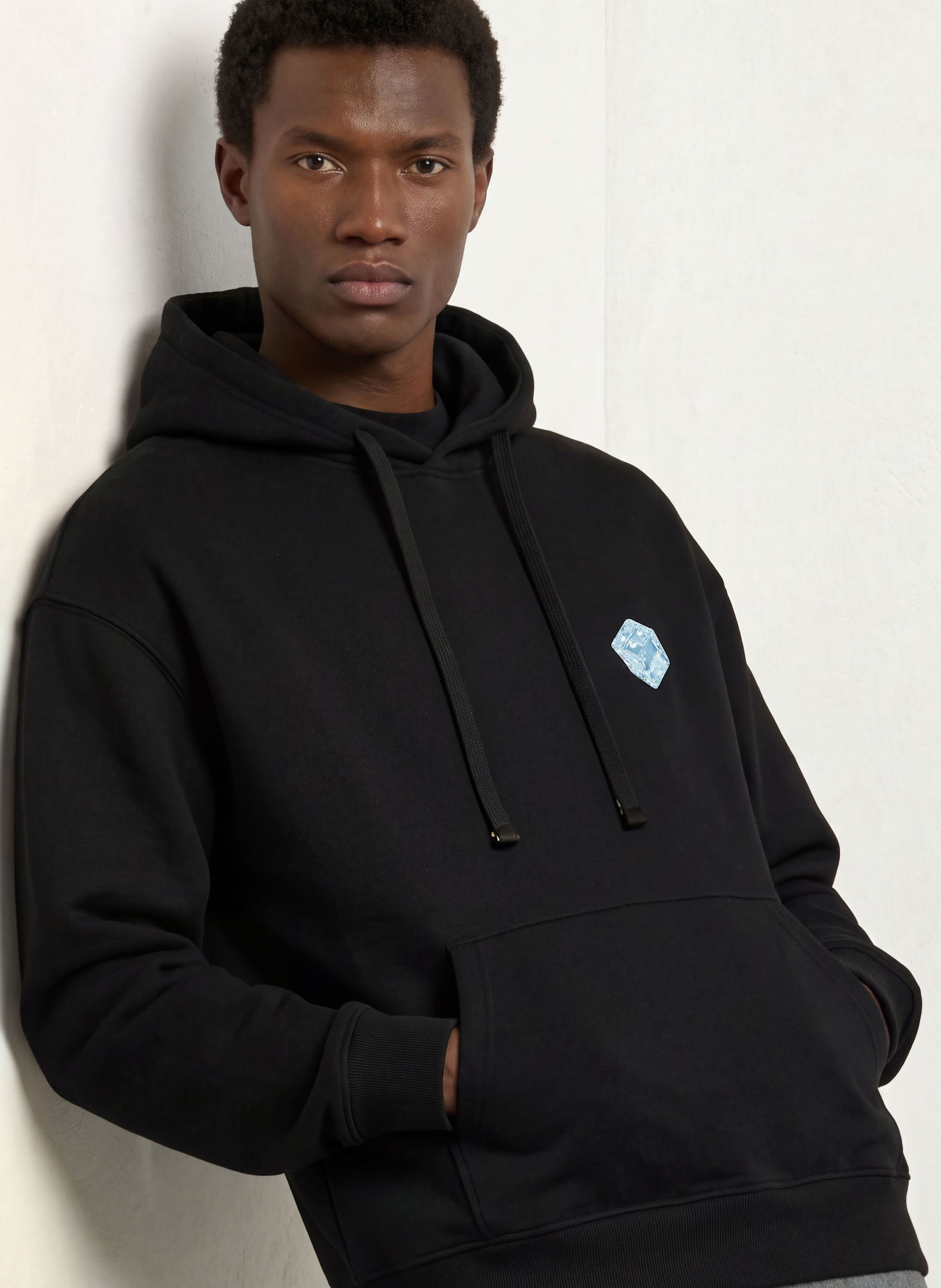 HUGO Hoodie DEWERHOOD: ZWART / BLAUWGRIJS