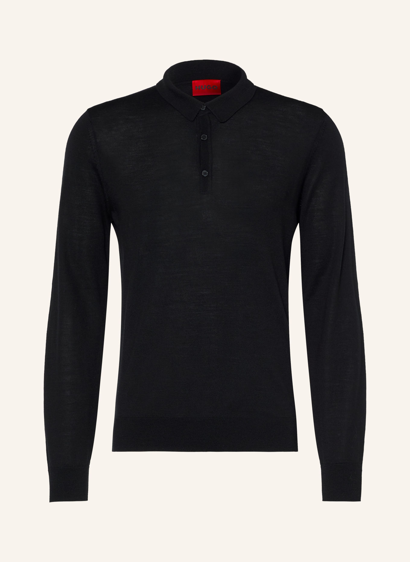 HUGO Strick-Poloshirt SAN PORTER: SCHWARZ