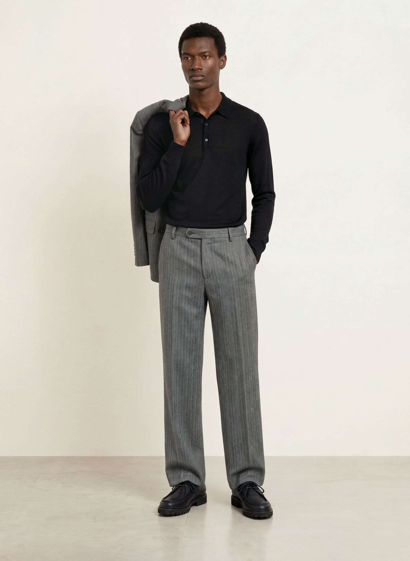 HUGO Strick-Poloshirt SAN PORTER: SCHWARZ