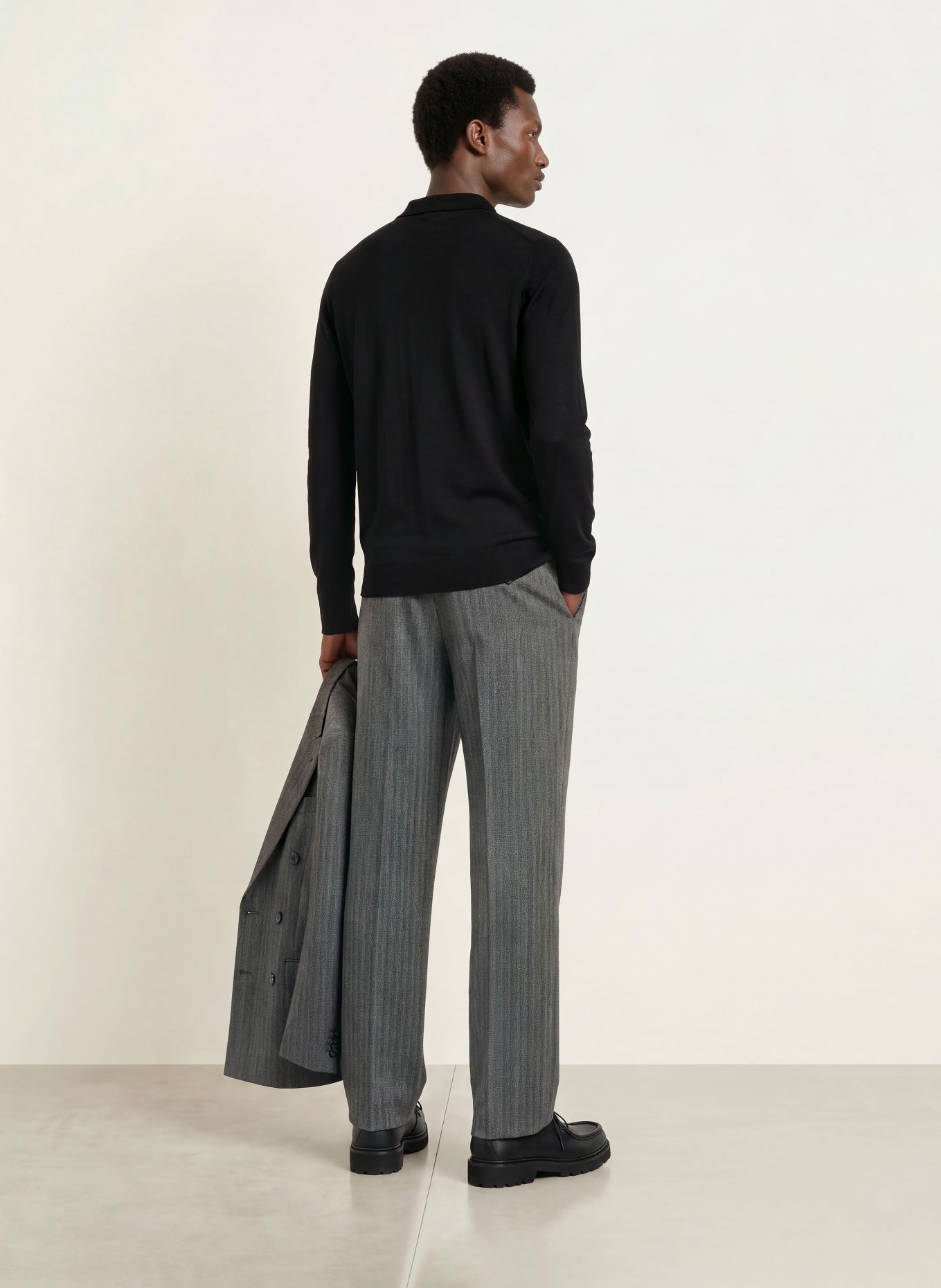 HUGO Strick-Poloshirt SAN PORTER: SCHWARZ