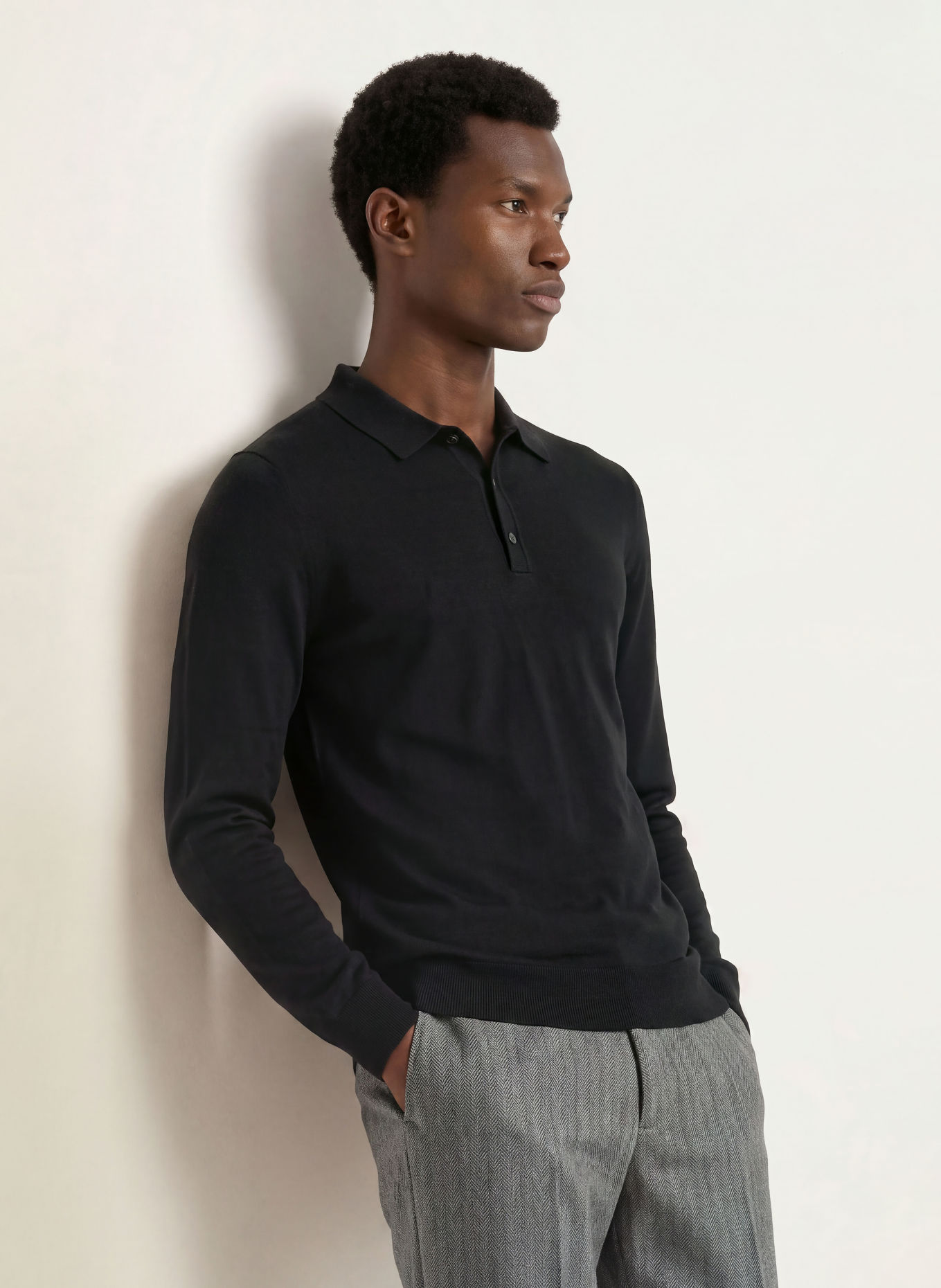 HUGO Strick-Poloshirt SAN PORTER: SCHWARZ