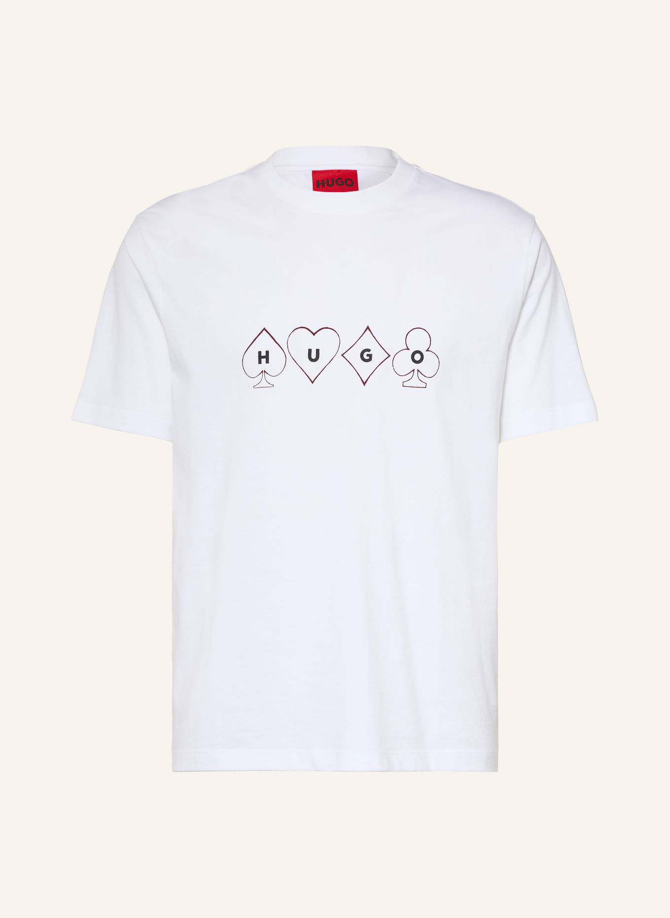 HUGO DOUDI T-shirt: WHITE / DARK RED