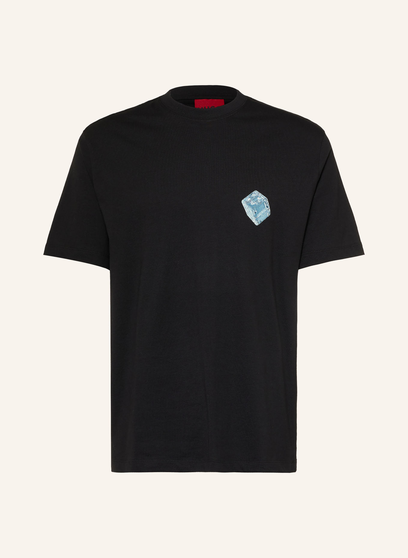 HUGO T-shirt DOUDI: ZWART / BLAUWGRIJS