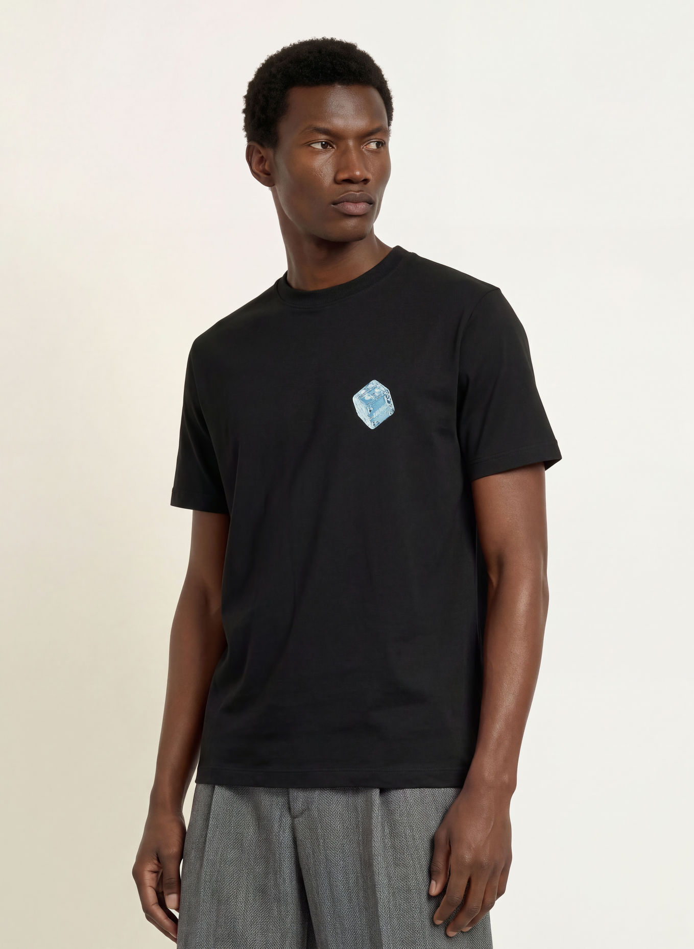 HUGO T-shirt DOUDI: ZWART / BLAUWGRIJS