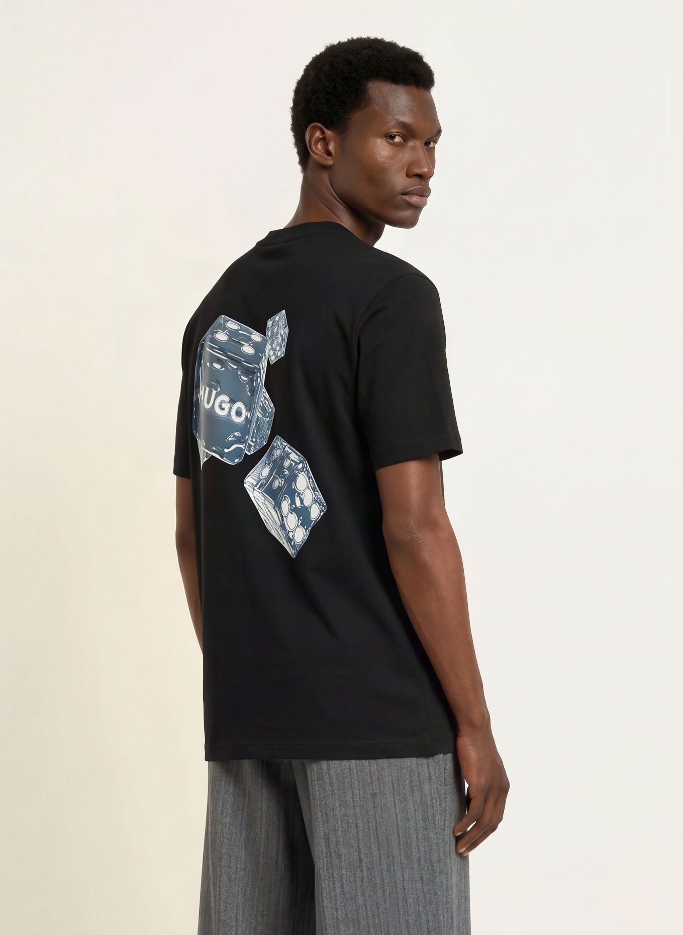 HUGO T-shirt DOUDI: ZWART / BLAUWGRIJS