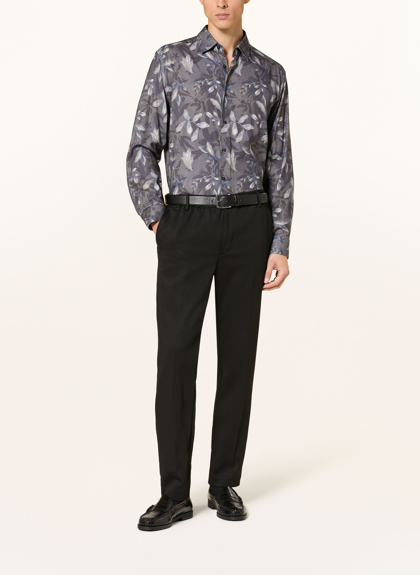 JOOP! Chemise MILES coupe ample: GRIS FONCÉ / BEIGE / BLEU GRIS