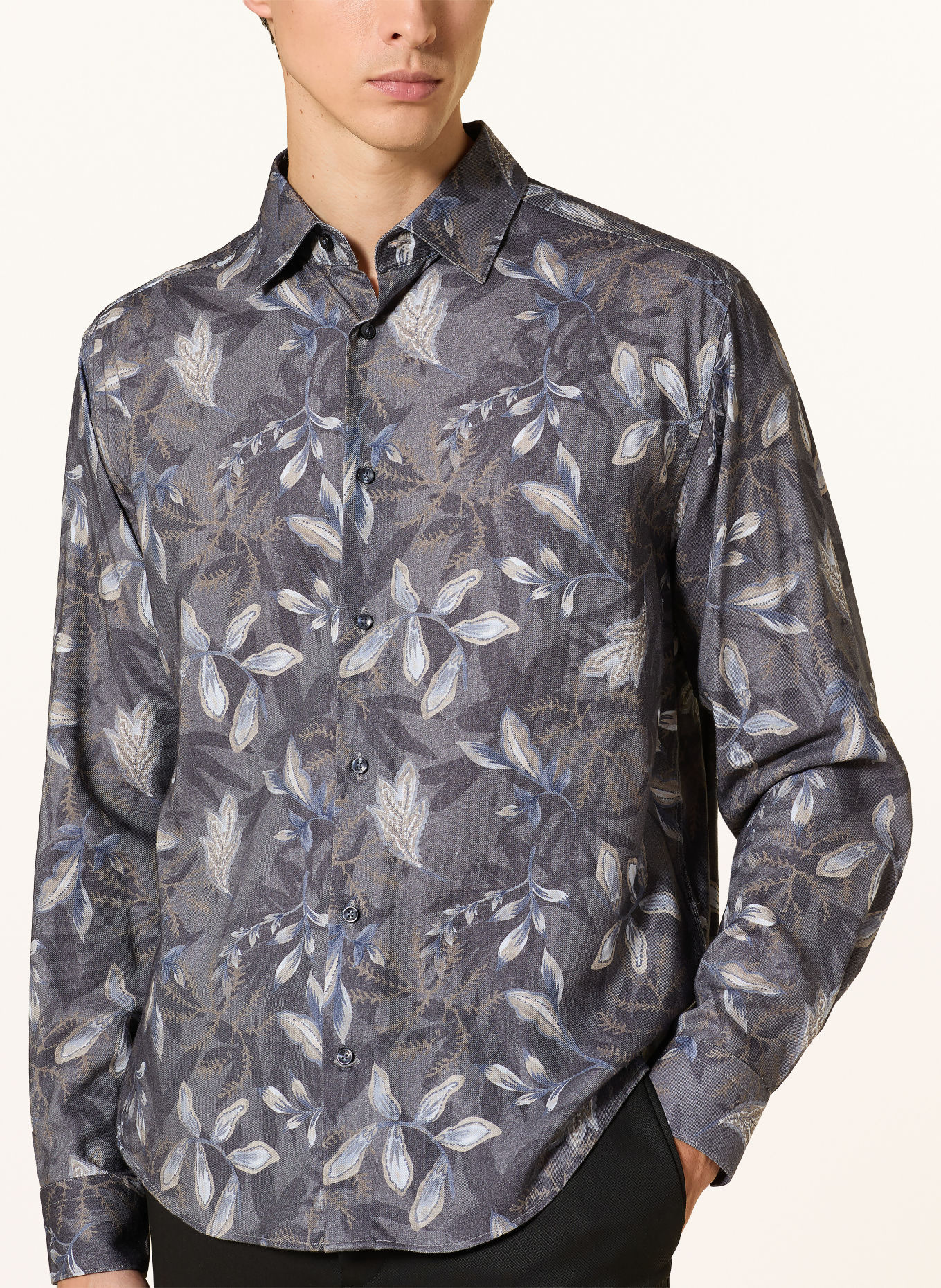 JOOP! Chemise MILES coupe ample: GRIS FONCÉ / BEIGE / BLEU GRIS