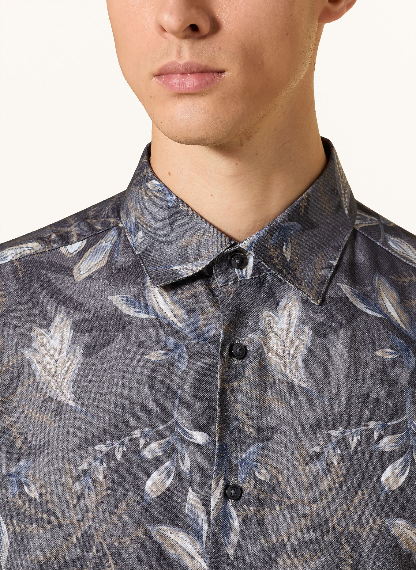 JOOP! Chemise MILES coupe ample: GRIS FONCÉ / BEIGE / BLEU GRIS