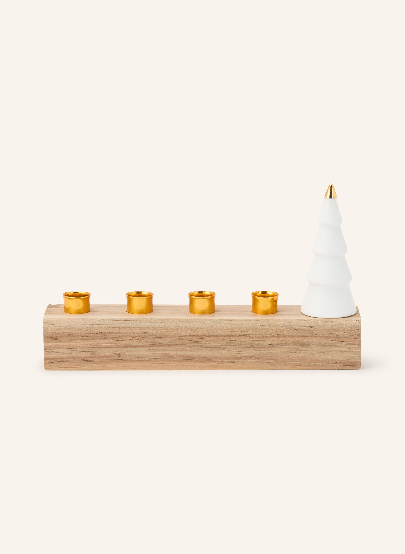 RÄDER Kerzenhalter ADVENTSTANNE: BRAUN / GOLD / WEISS