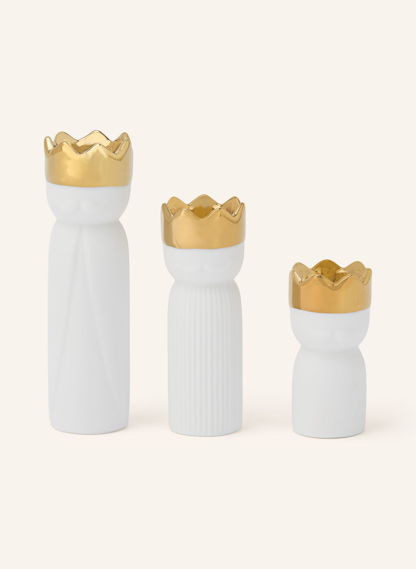 RÄDER Lot de 3 bougeoirs MINI KÖNIGSLICHTER: BLANC / OR