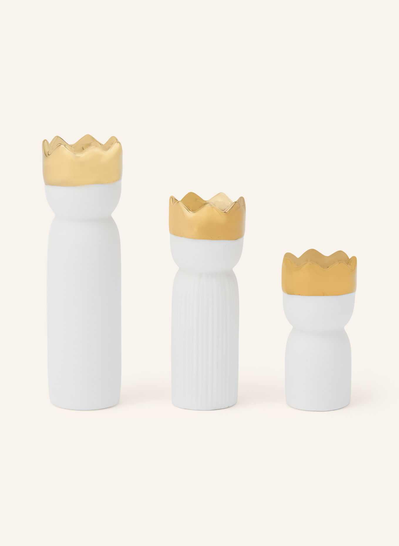 RÄDER Lot de 3 bougeoirs MINI KÖNIGSLICHTER: BLANC / OR