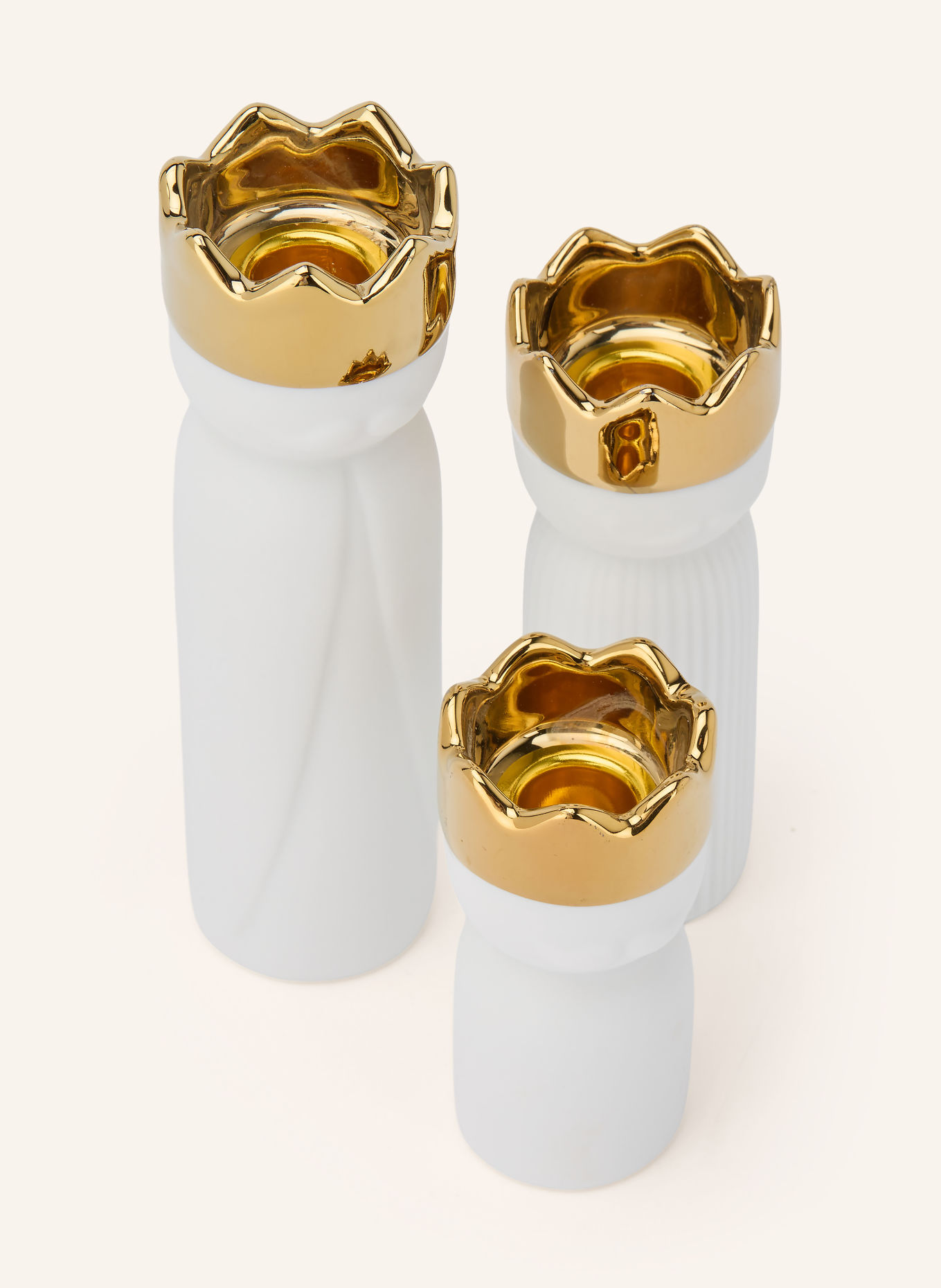 RÄDER Lot de 3 bougeoirs MINI KÖNIGSLICHTER: BLANC / OR