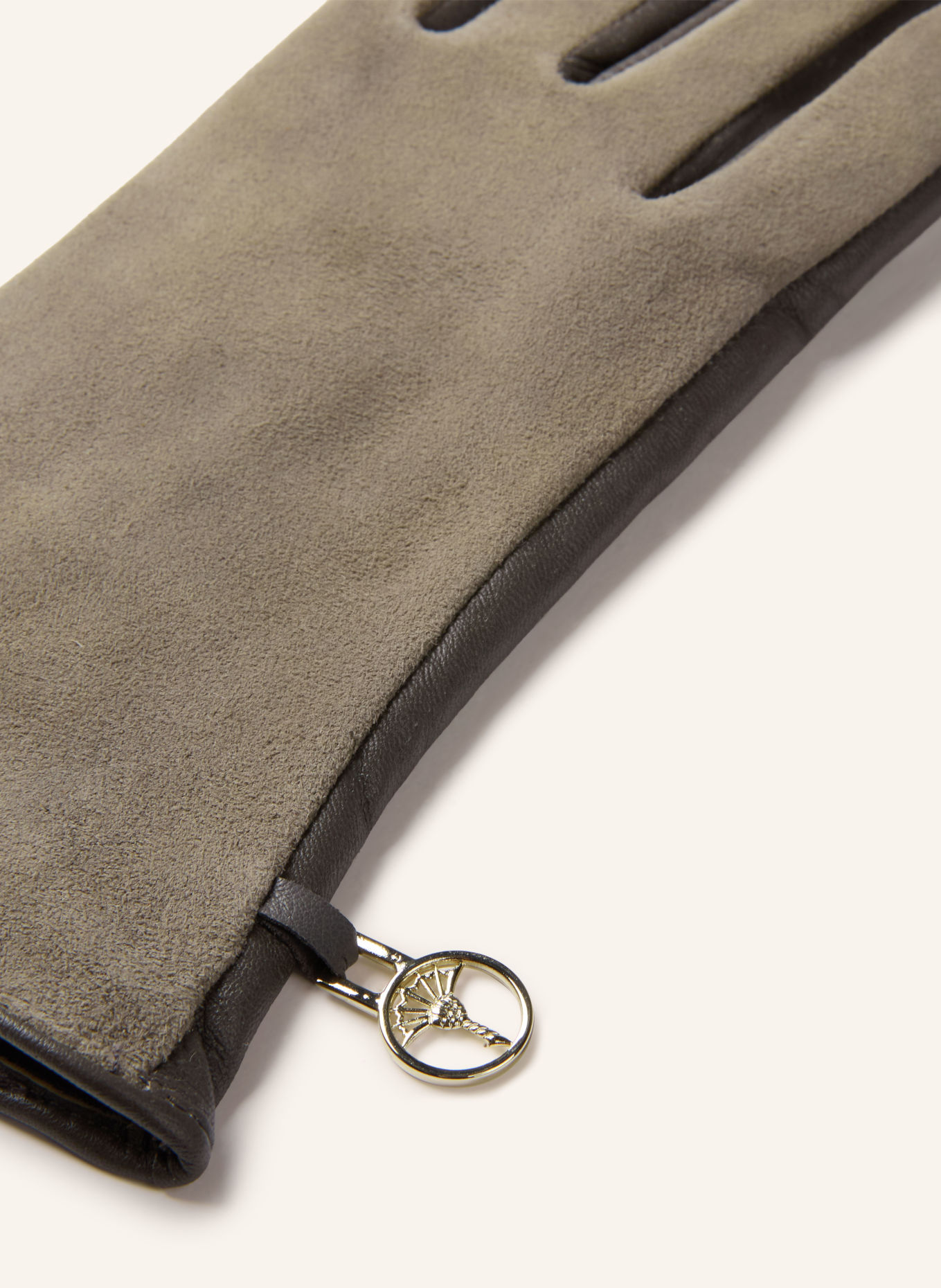 JOOP! Lederhandschuhe: KHAKI / DUNKELGRAU