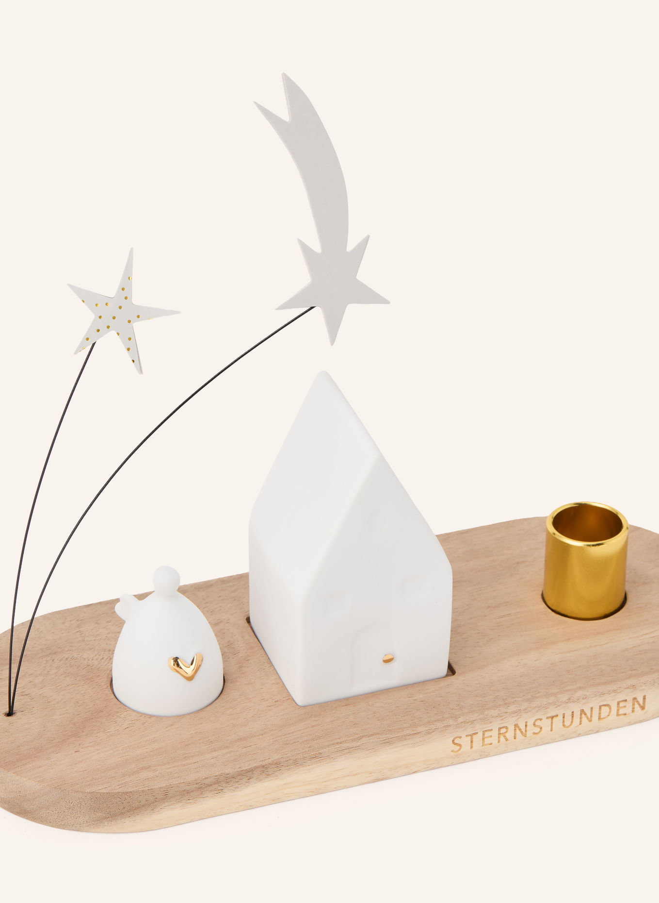 RÄDER Kerzenhalter WINTERSTADT HAUS: BRAUN / GOLD / WEISS