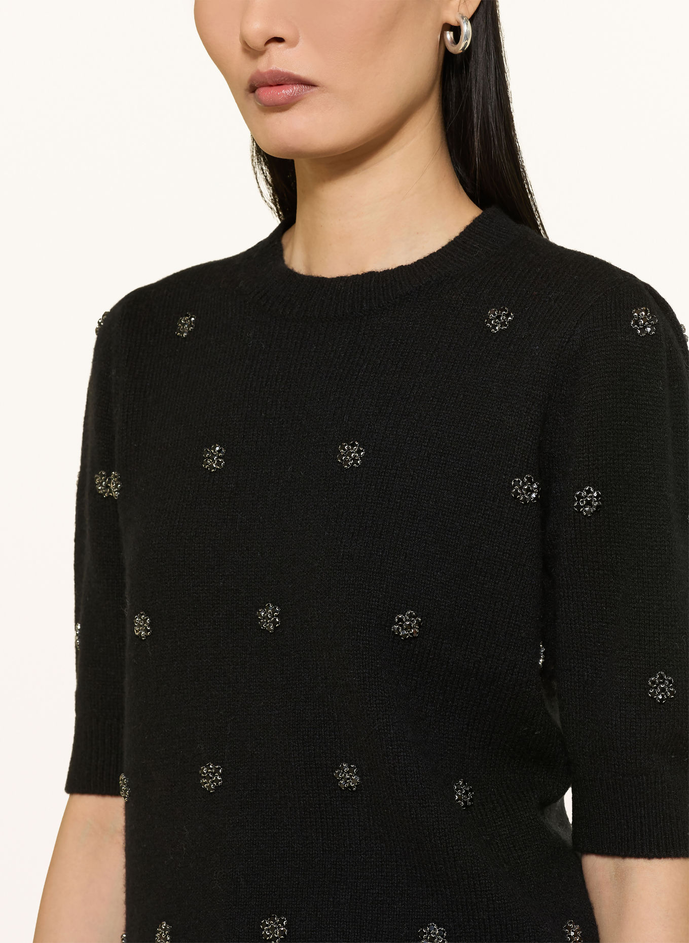 Princess GOES HOLLYWOOD Strickshirt mit Schmucksteinen: SCHWARZ