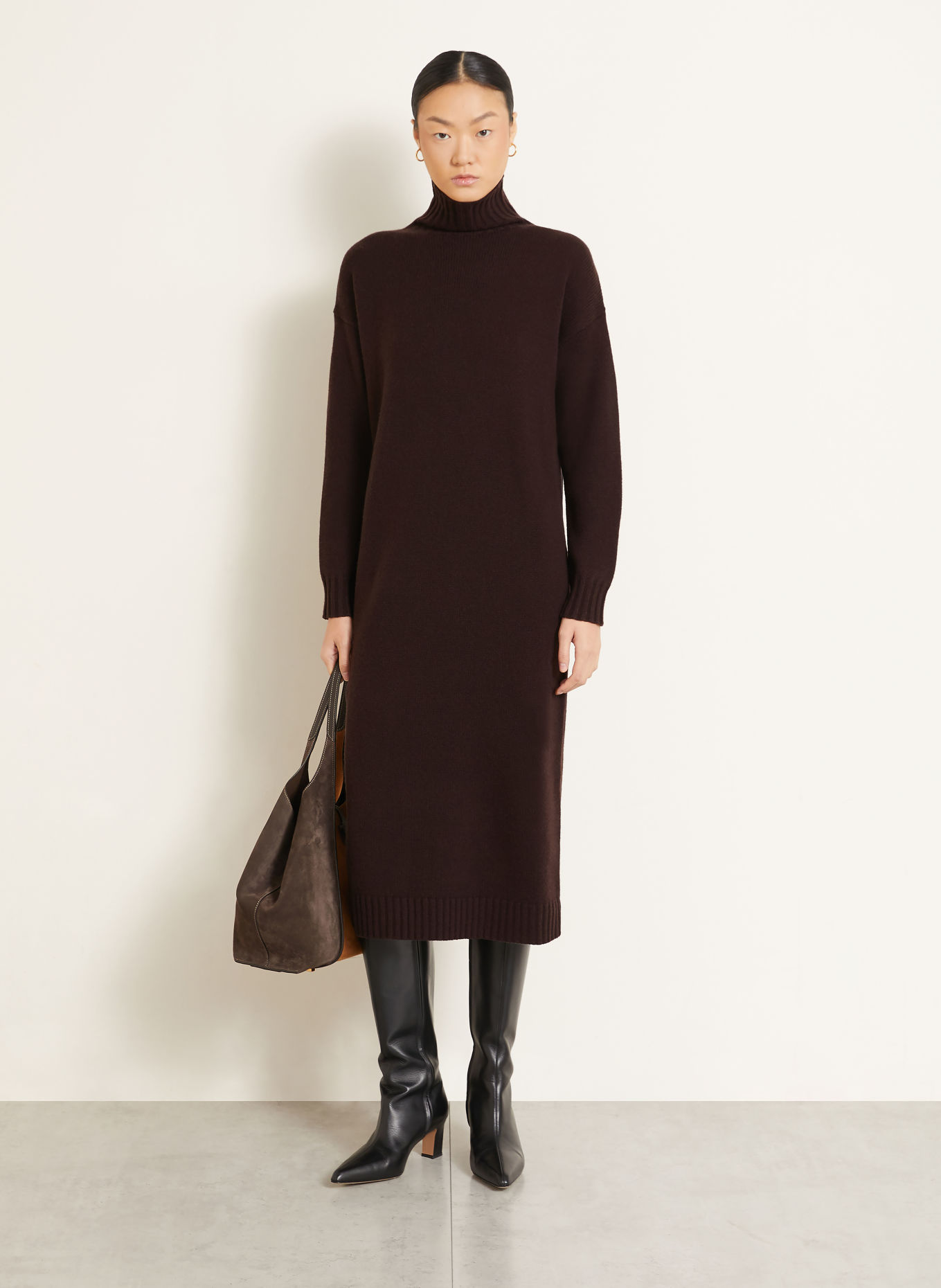 Max Mara Strickkleid FRAGORE mit Cashmere: DUNKELBRAUN