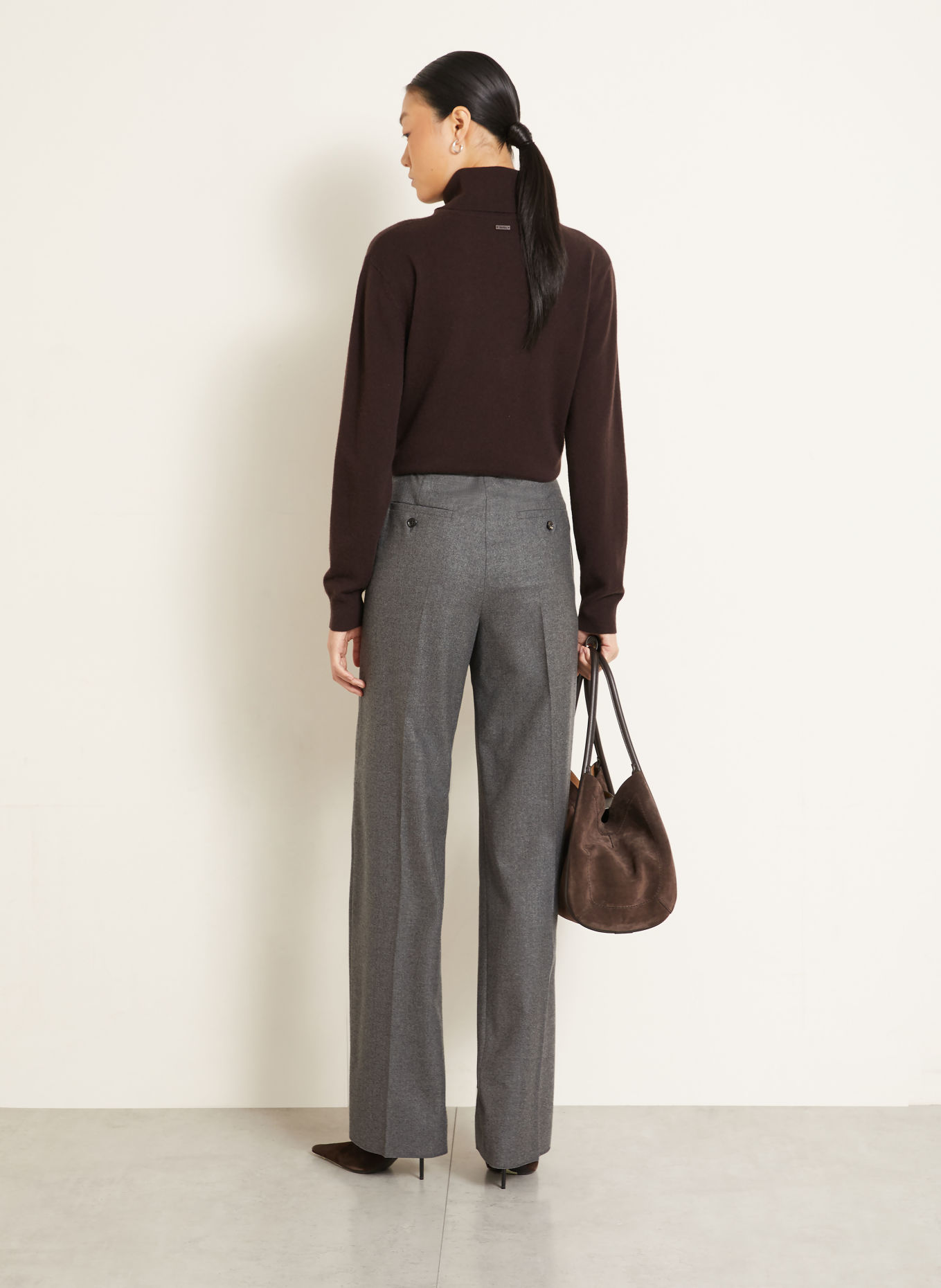 Max Mara Pantalon palazzo ALIBI en cachemire: GRIS