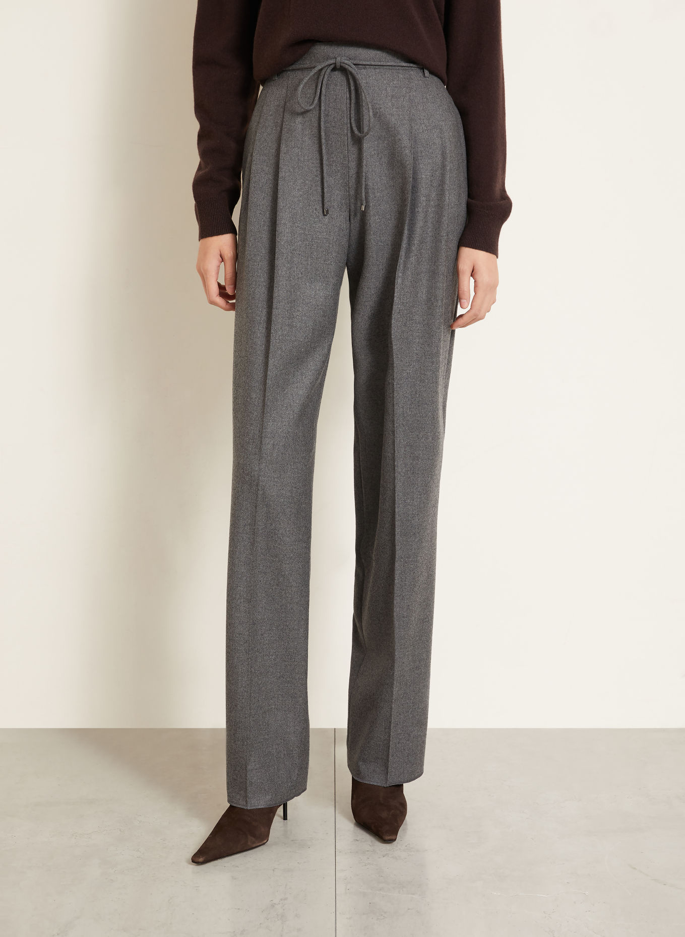 Max Mara Pantalon palazzo ALIBI en cachemire: GRIS