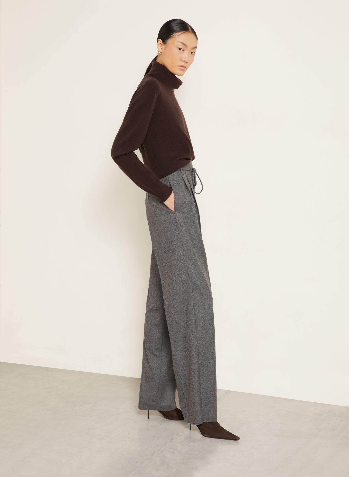 Max Mara Pantalon palazzo ALIBI en cachemire: GRIS