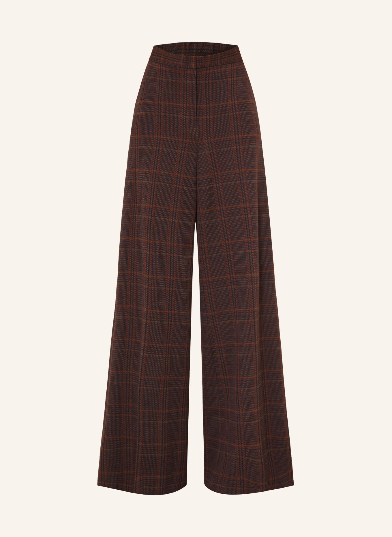 Max Mara Pantalon palazzo EMIRO en jersey: MARRON / MARRON CLAIR / BLEU FONCÉ