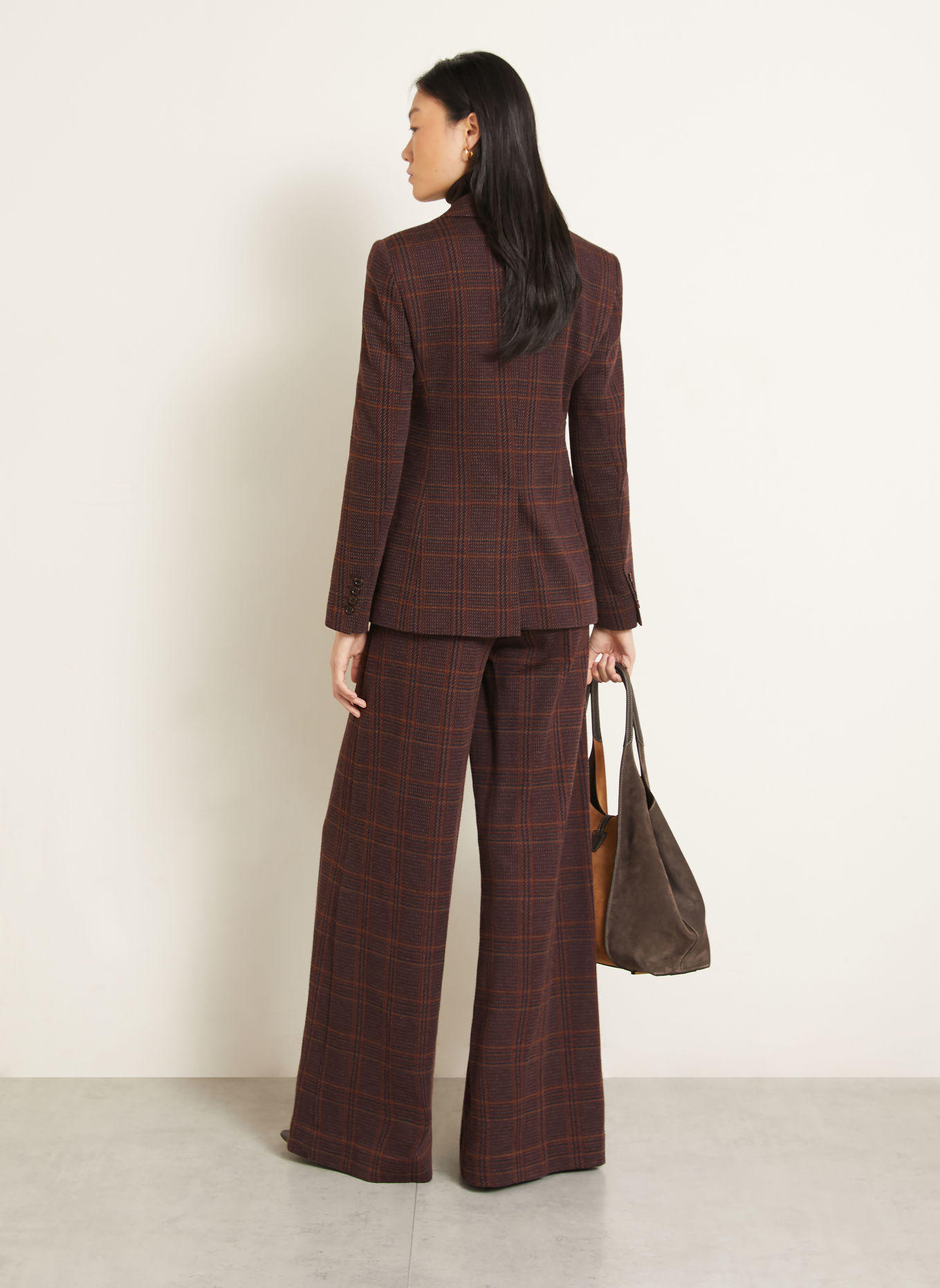 Max Mara Pantalon palazzo EMIRO en jersey: MARRON / MARRON CLAIR / BLEU FONCÉ